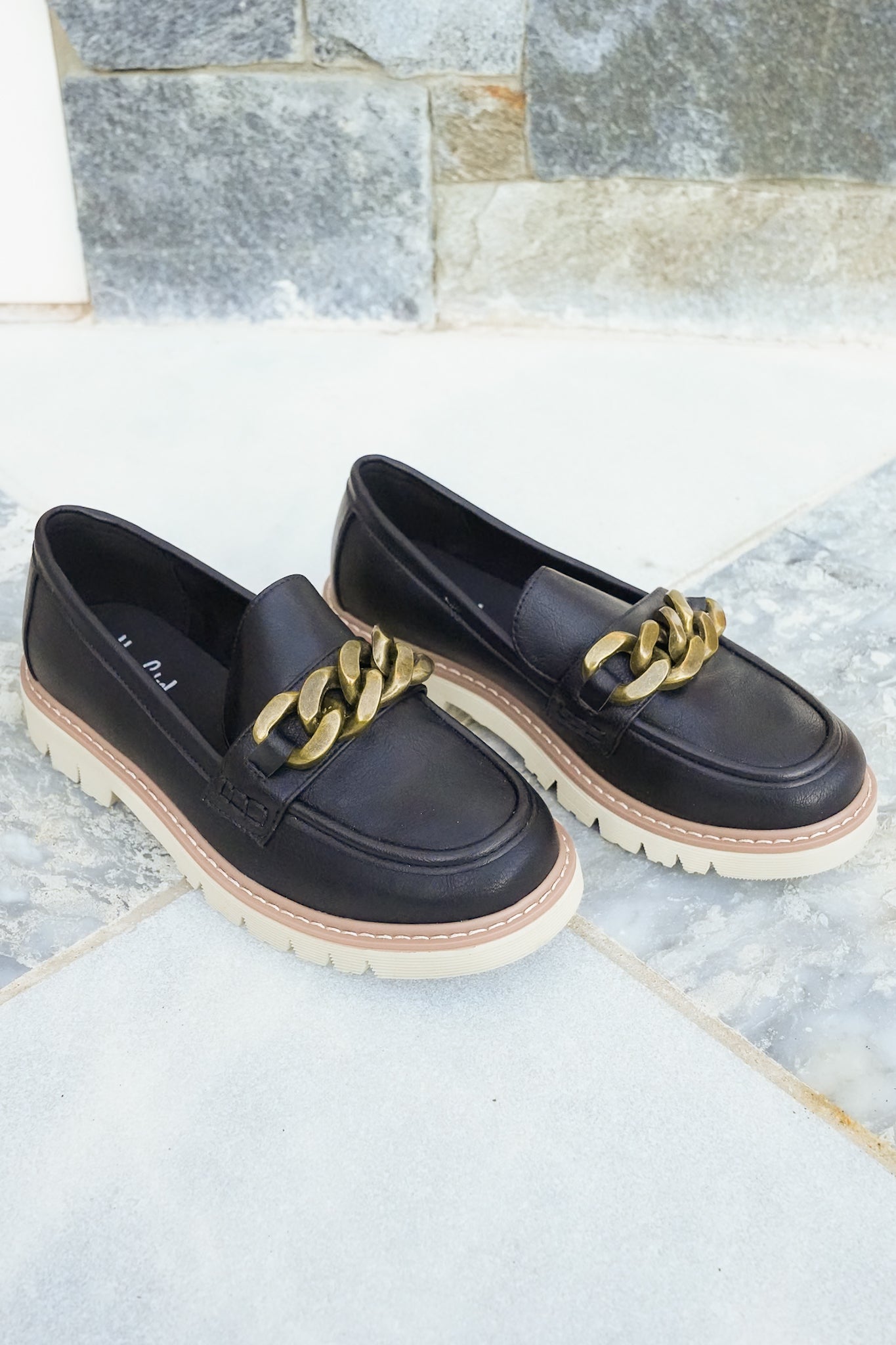 Corky's "Not Literally" Vegan Leather Loafer with Chunky Gold Chain