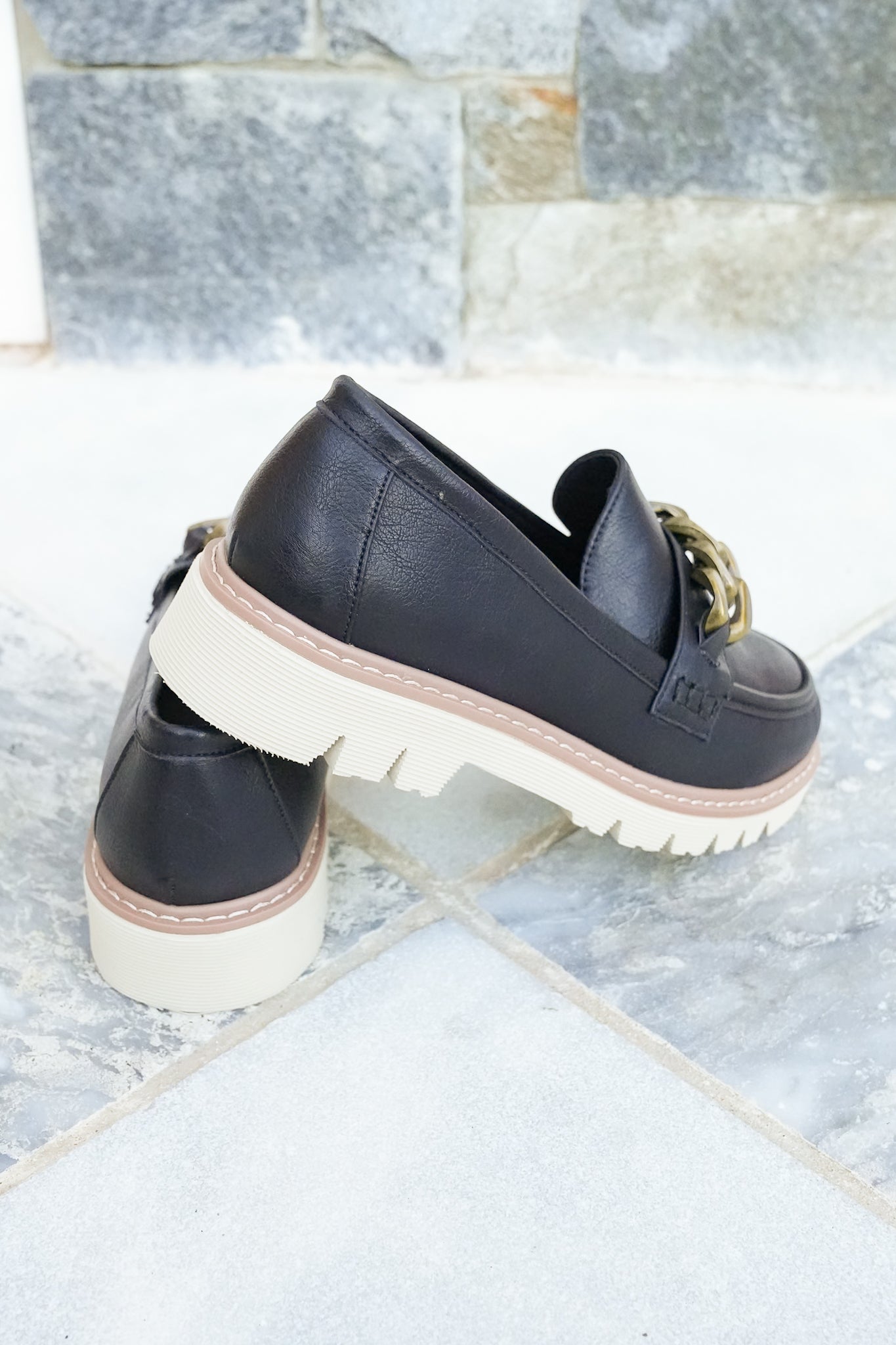 Corky's "Not Literally" Vegan Leather Loafer with Chunky Gold Chain