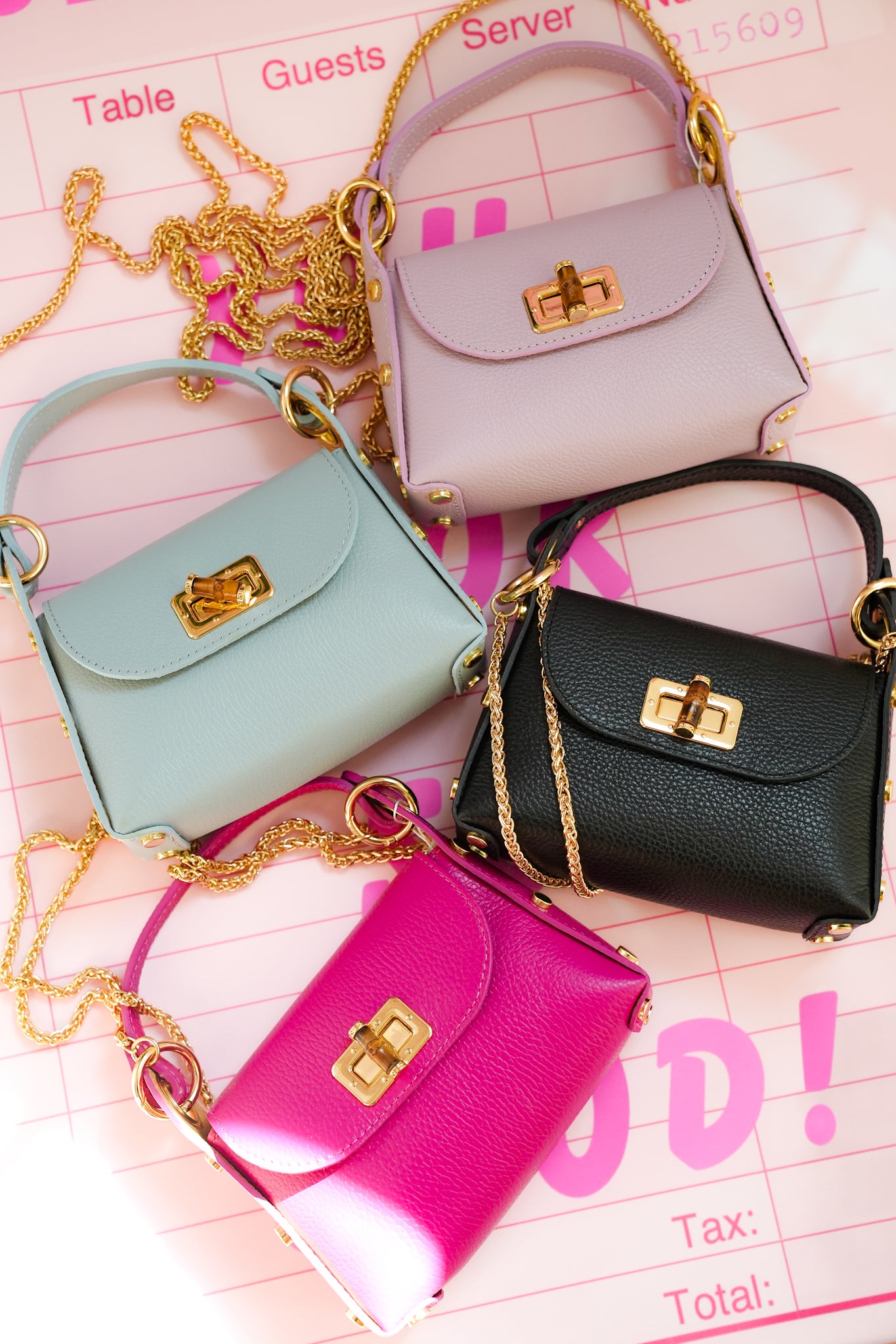 Leather Hand Bag with Bamboo Clasp