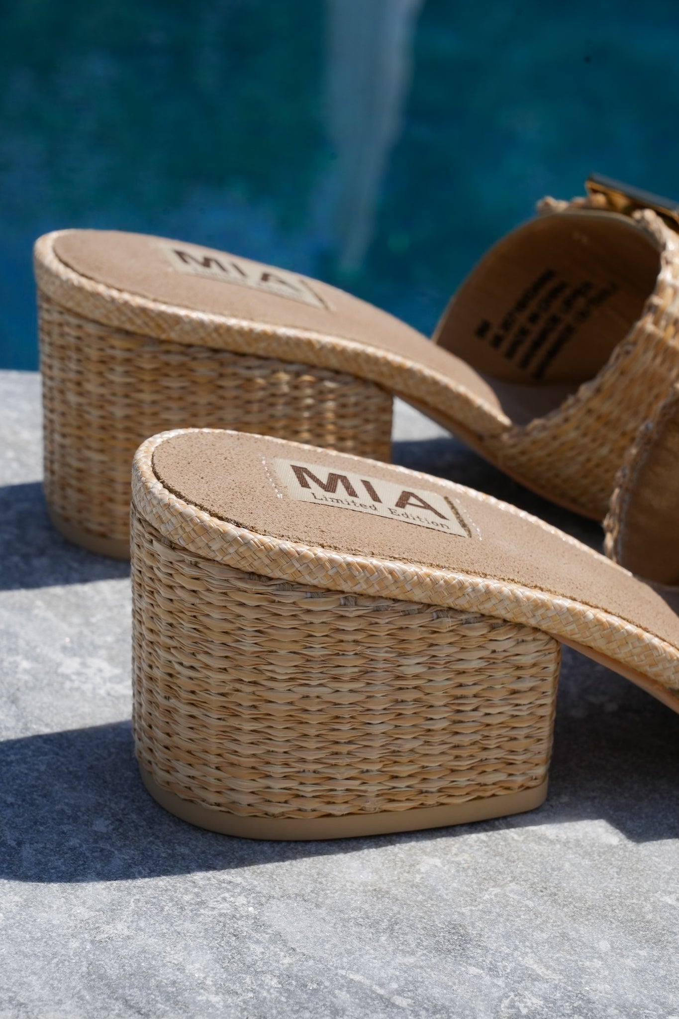 MIA Woven Heel Slide Sandal with Oversized Buckle