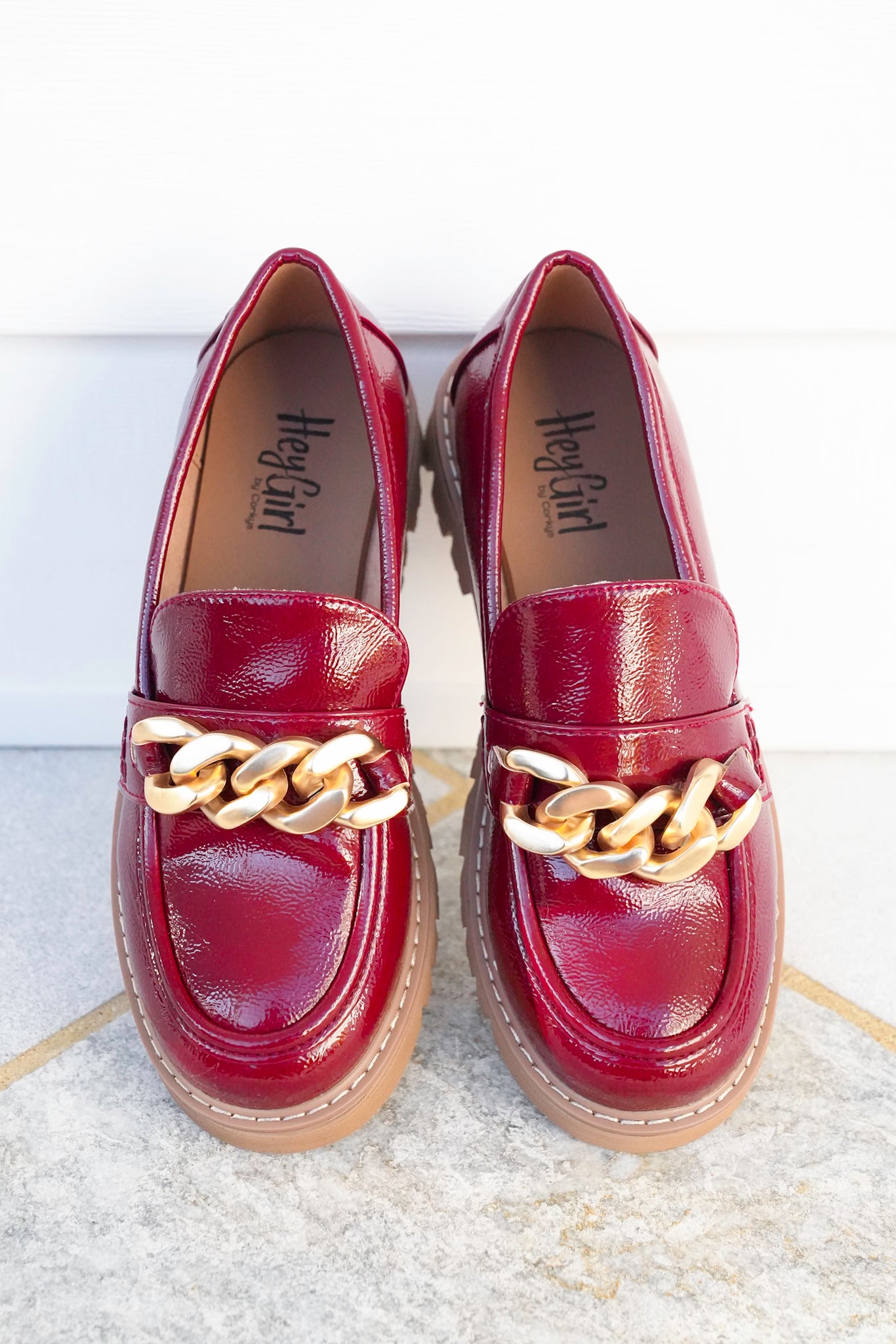 Corky's "Not Literally" Patent Vegan Leather Loafer with Chunky Chain