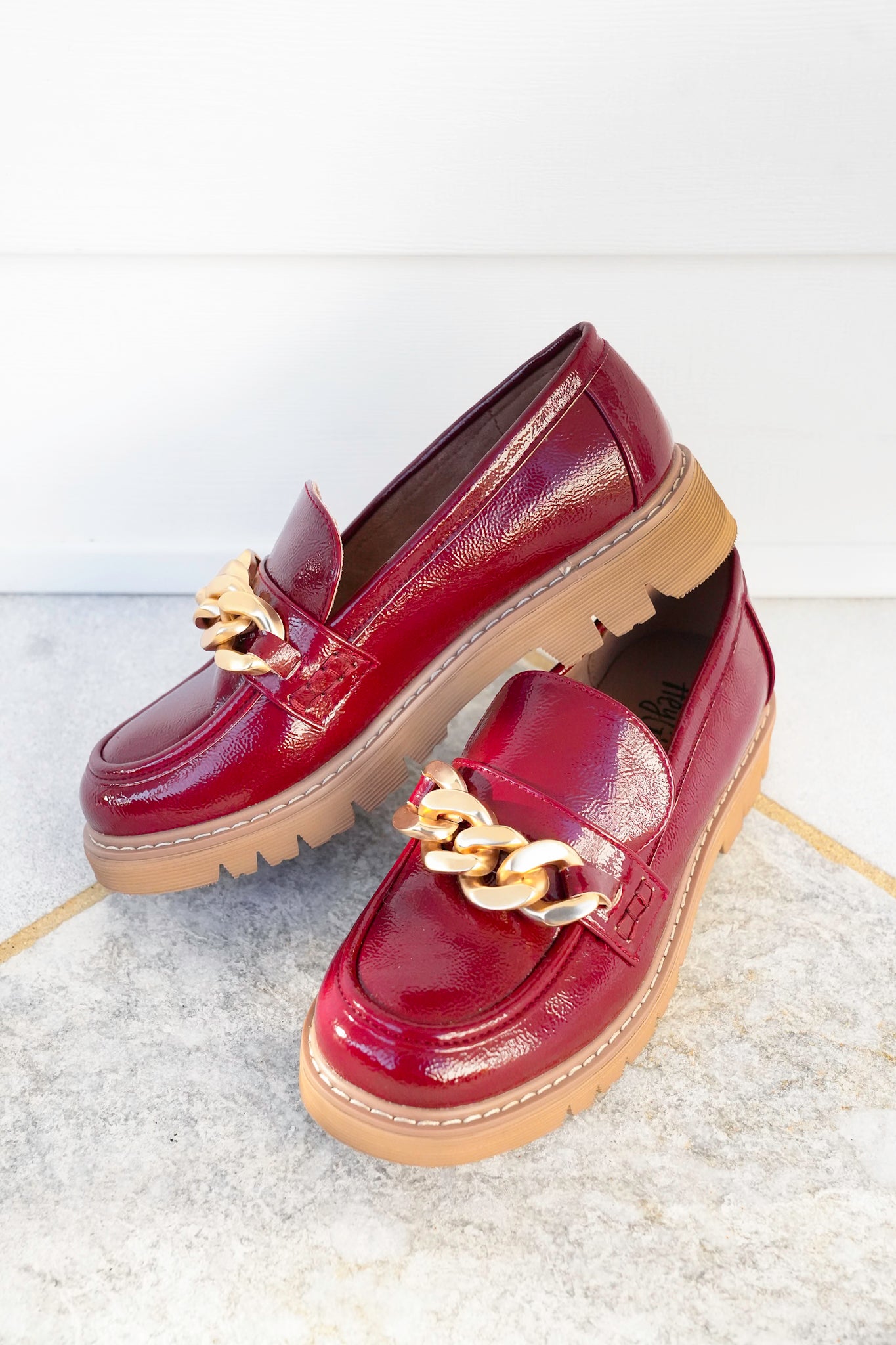 Corky's "Not Literally" Patent Vegan Leather Loafer with Chunky Chain