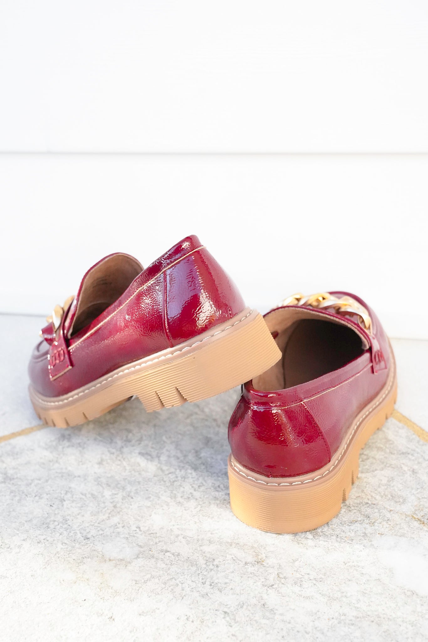 Corky's "Not Literally" Patent Vegan Leather Loafer with Chunky Chain