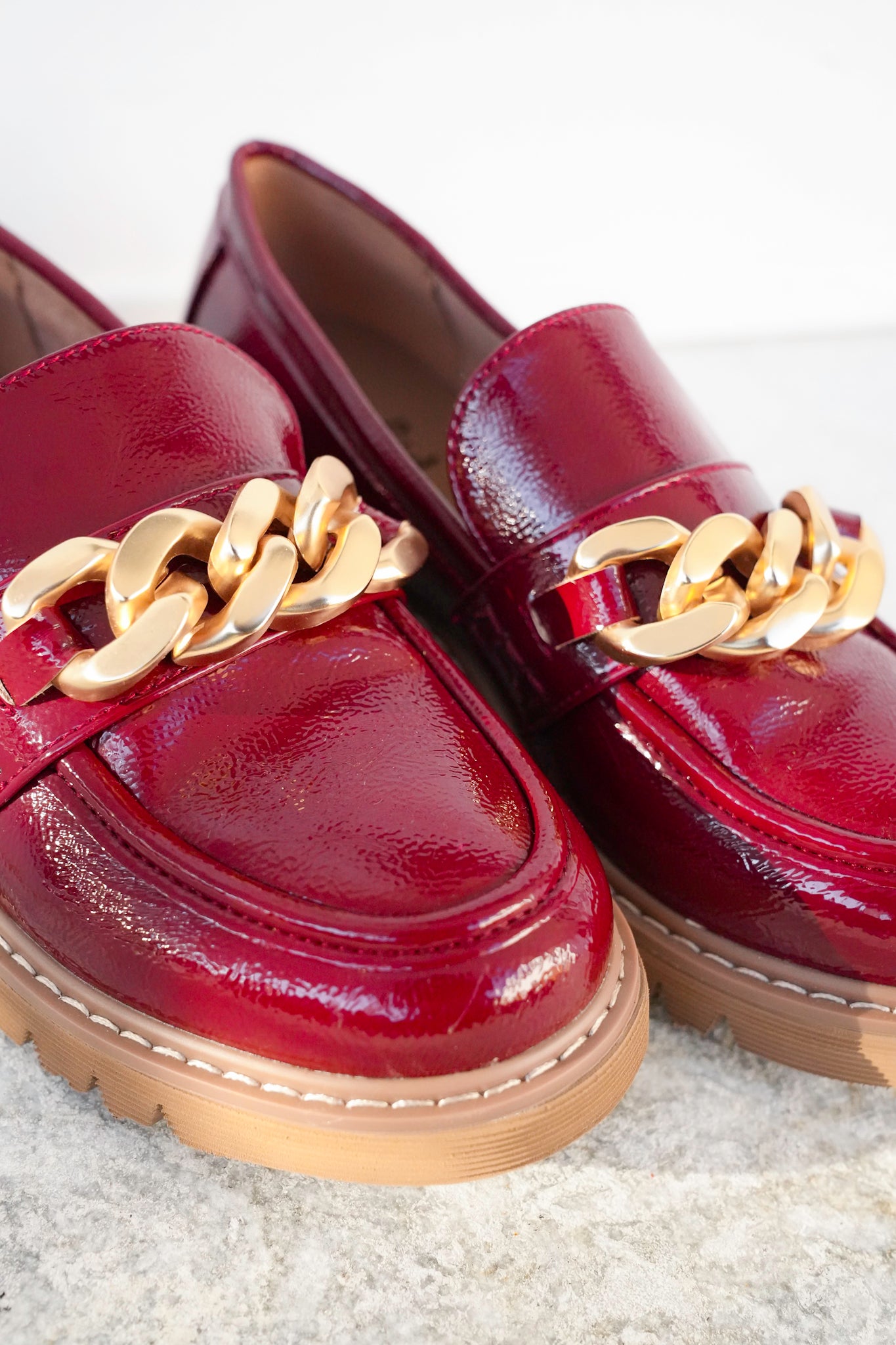 Corky's "Not Literally" Patent Vegan Leather Loafer with Chunky Chain