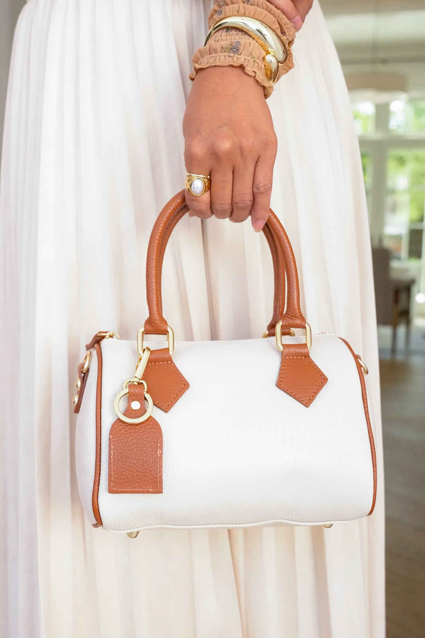 Genuine Italian Leather Small Tote Crossbody Bag