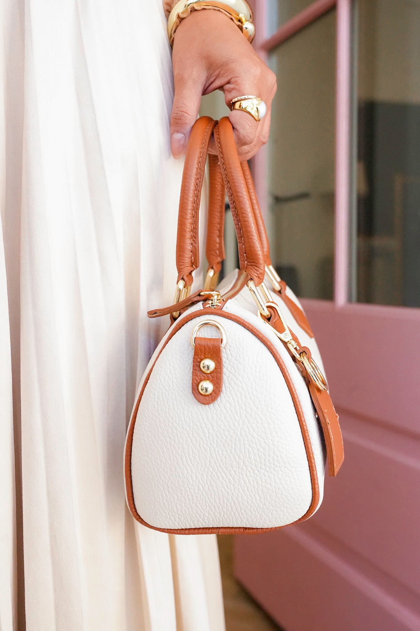 Genuine Italian Leather Small Tote Crossbody Bag