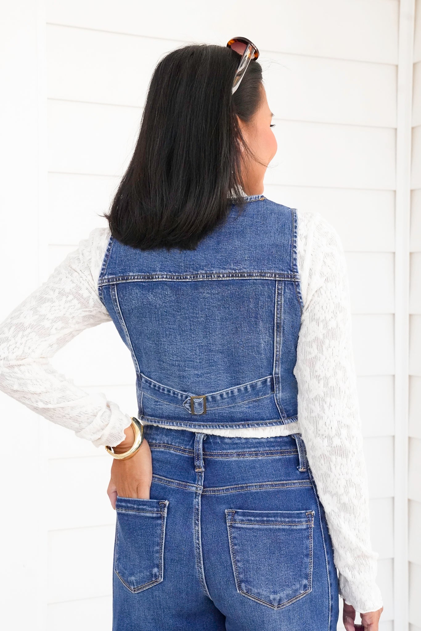 Medium Wash Button Down Vest
