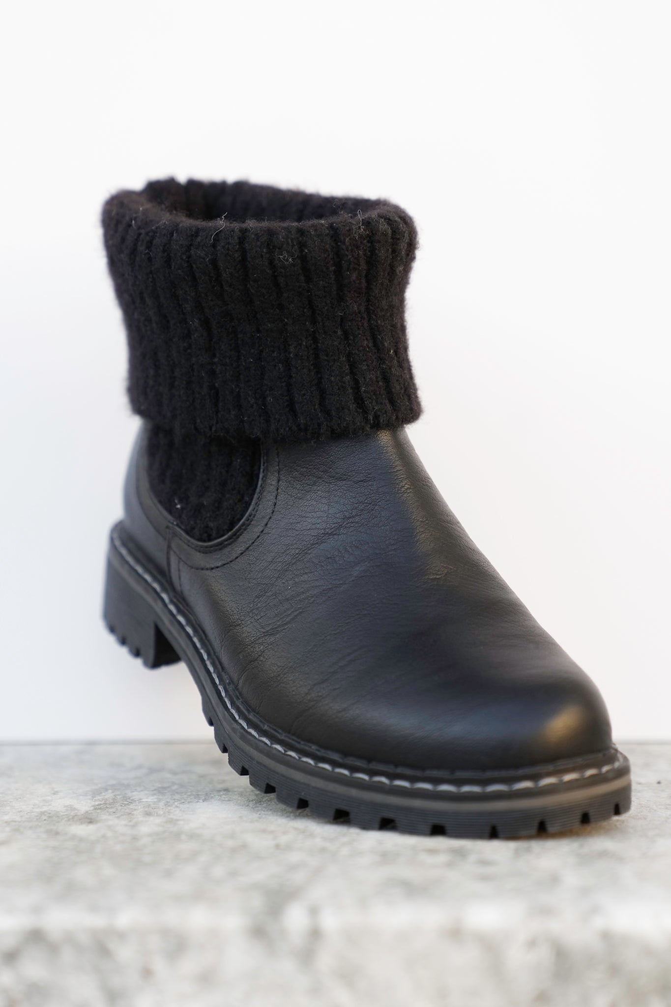 Corky's "Quiver" Vegan Leather Ankle Booties with Sweater Cuff