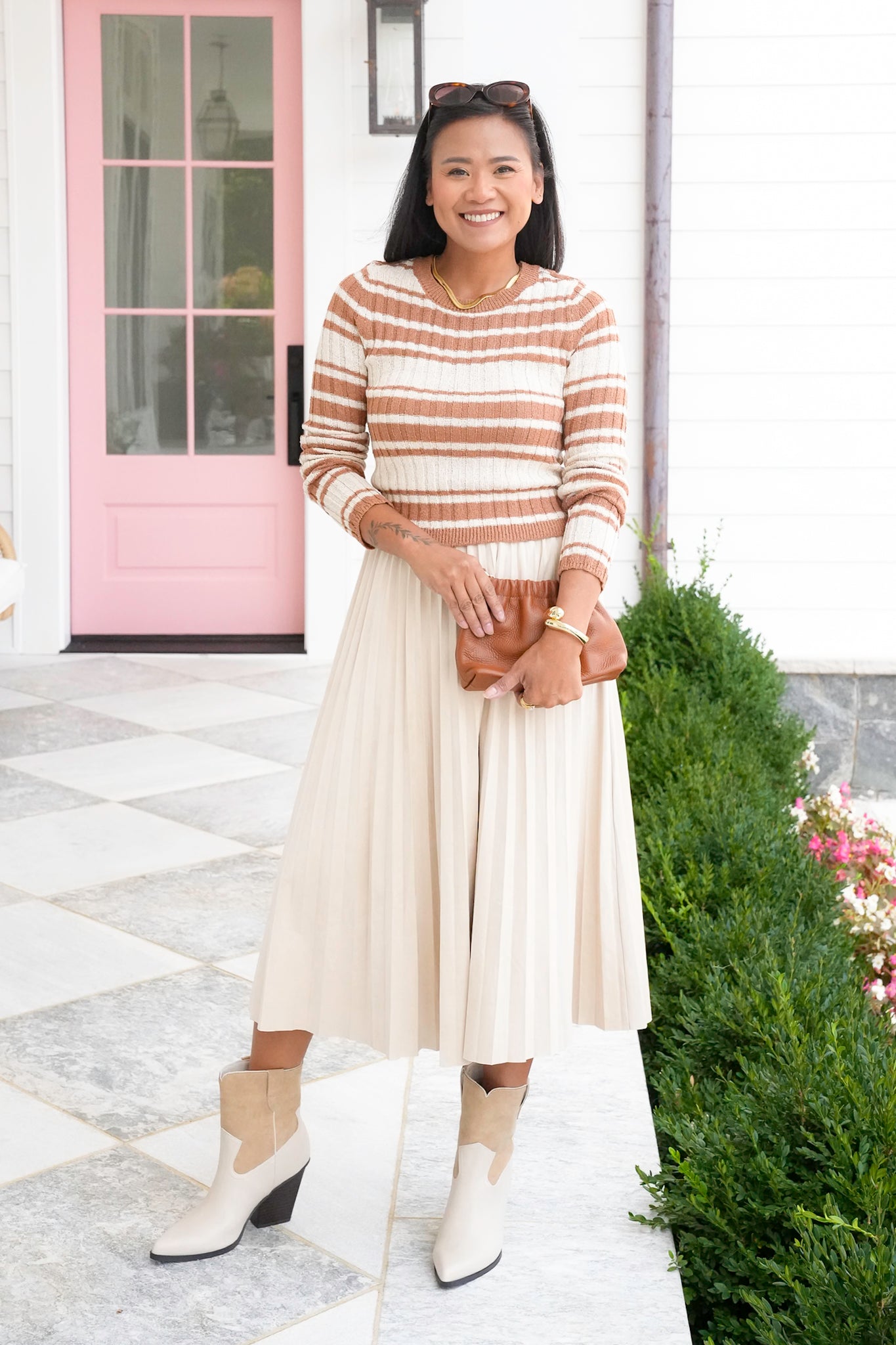 Stripe Long Sleeve Crew Neck Sweater