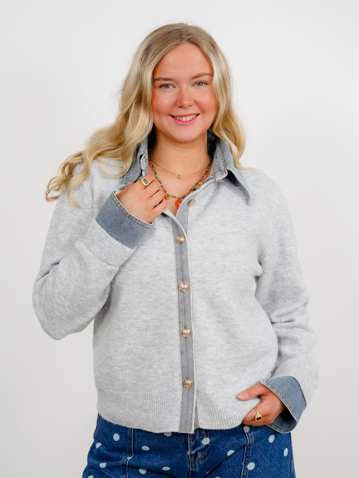 Plus/Reg Long Sleeve Layered Look Button Down Cardigan