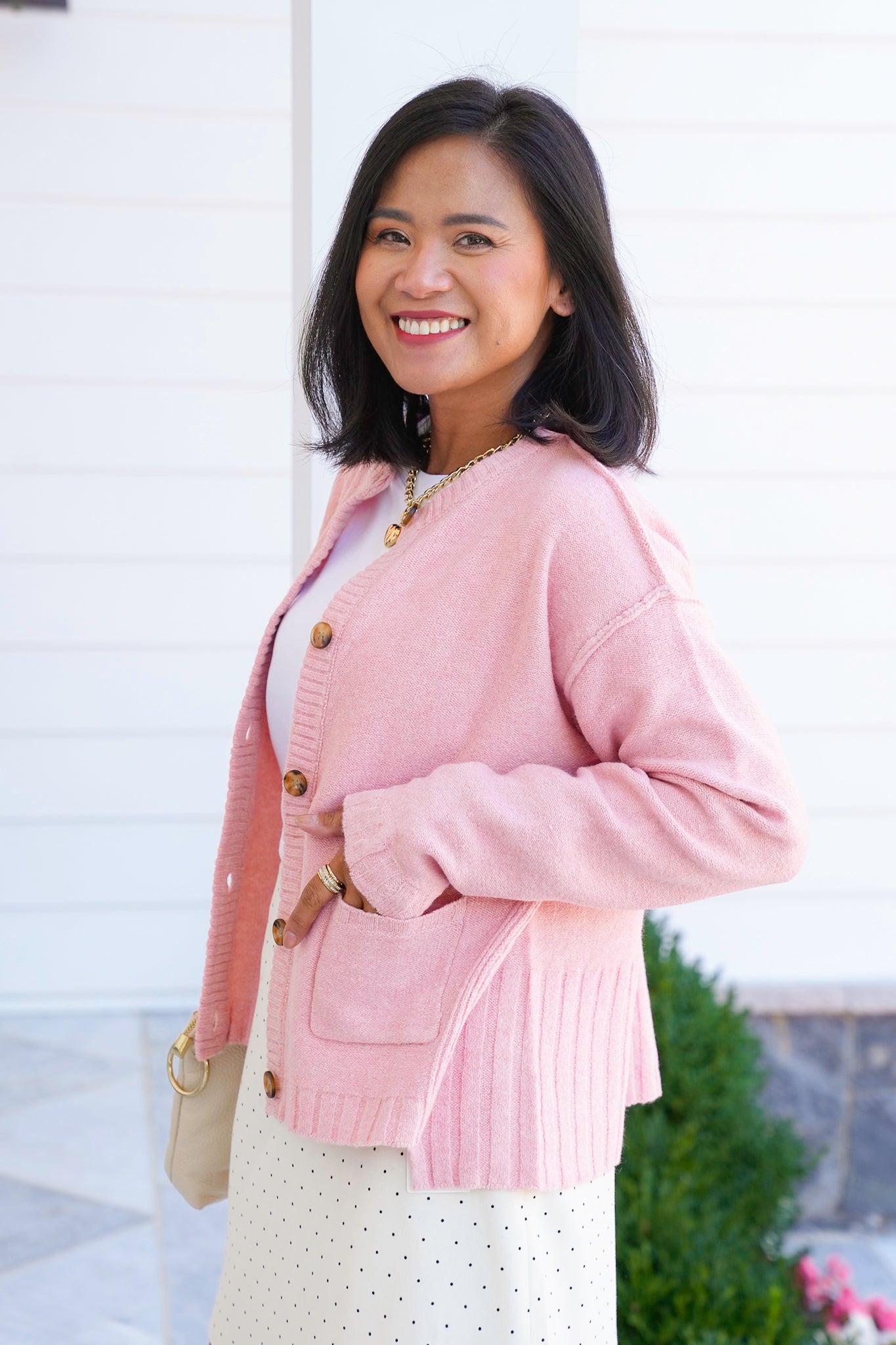 Brushed Knit Long Sleeve Button Down Cardigan