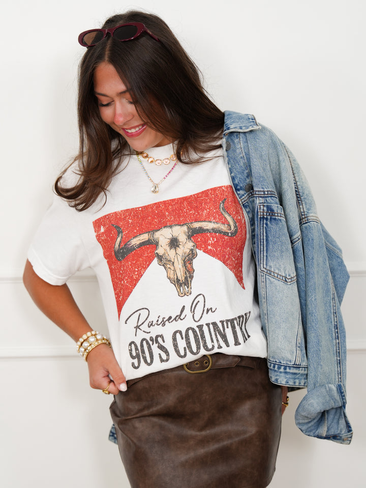Plus/Reg Short Sleeve Longhorn "Raised On 90's Country" Graphic Tee
