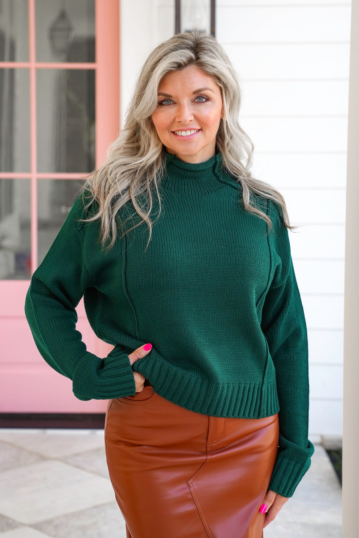 Long Sleeve Sweater with Reverse Seams