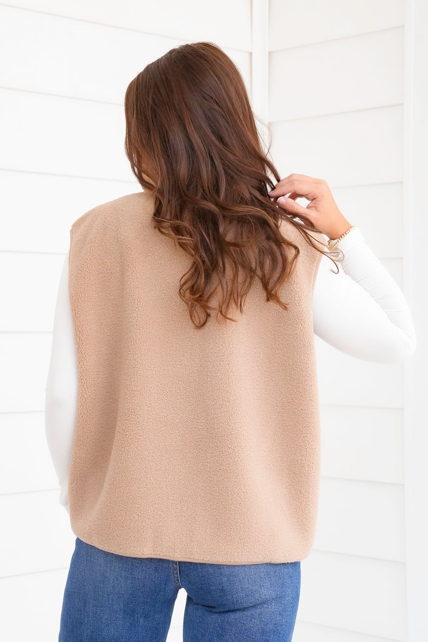 Sherpa Button Down Vest With Side Pockets