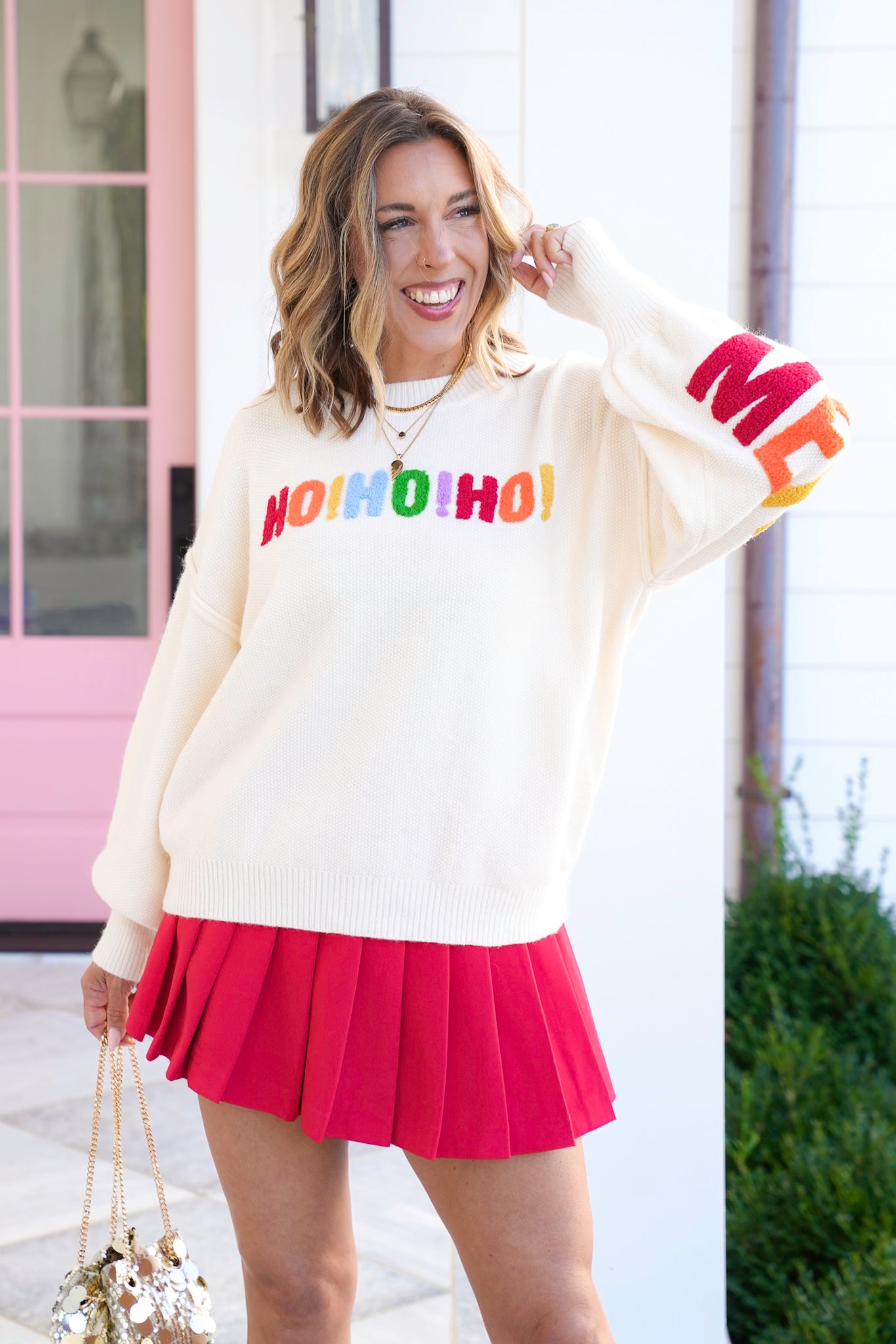 Long Sleeve "Ho Ho Ho, Merry Christmas" Pullover Sweater
