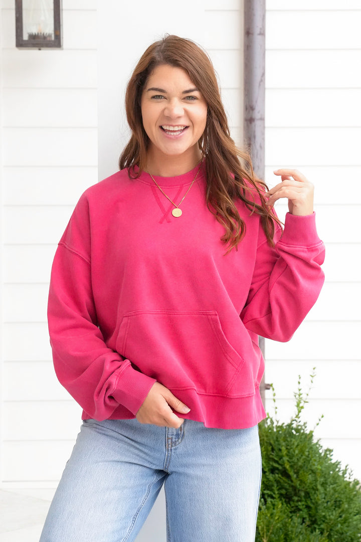 Long Sleeve Pullover Sweatshirt with Kangaroo Pocket
