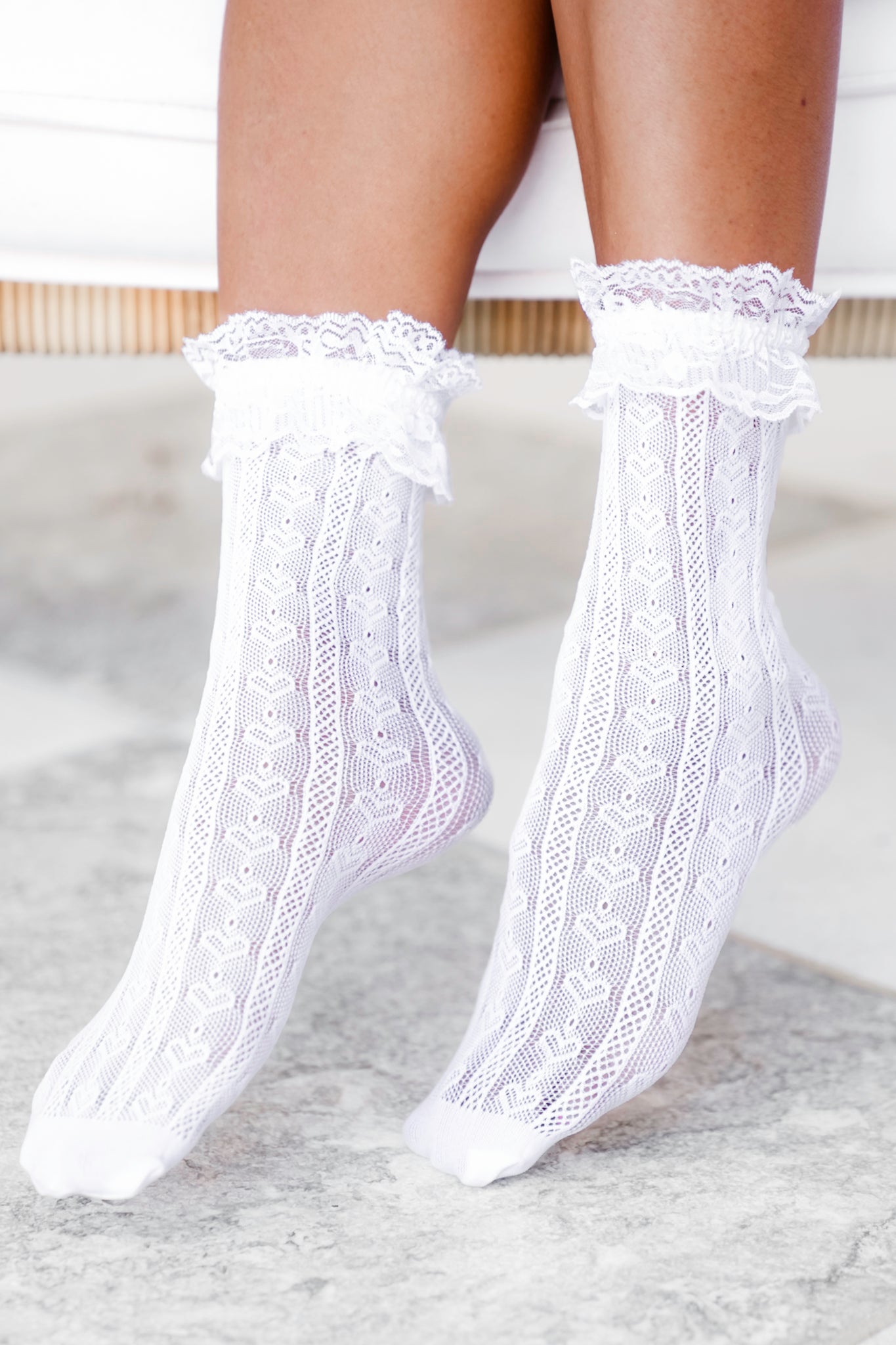 Heart Vine Lace Crew Socks