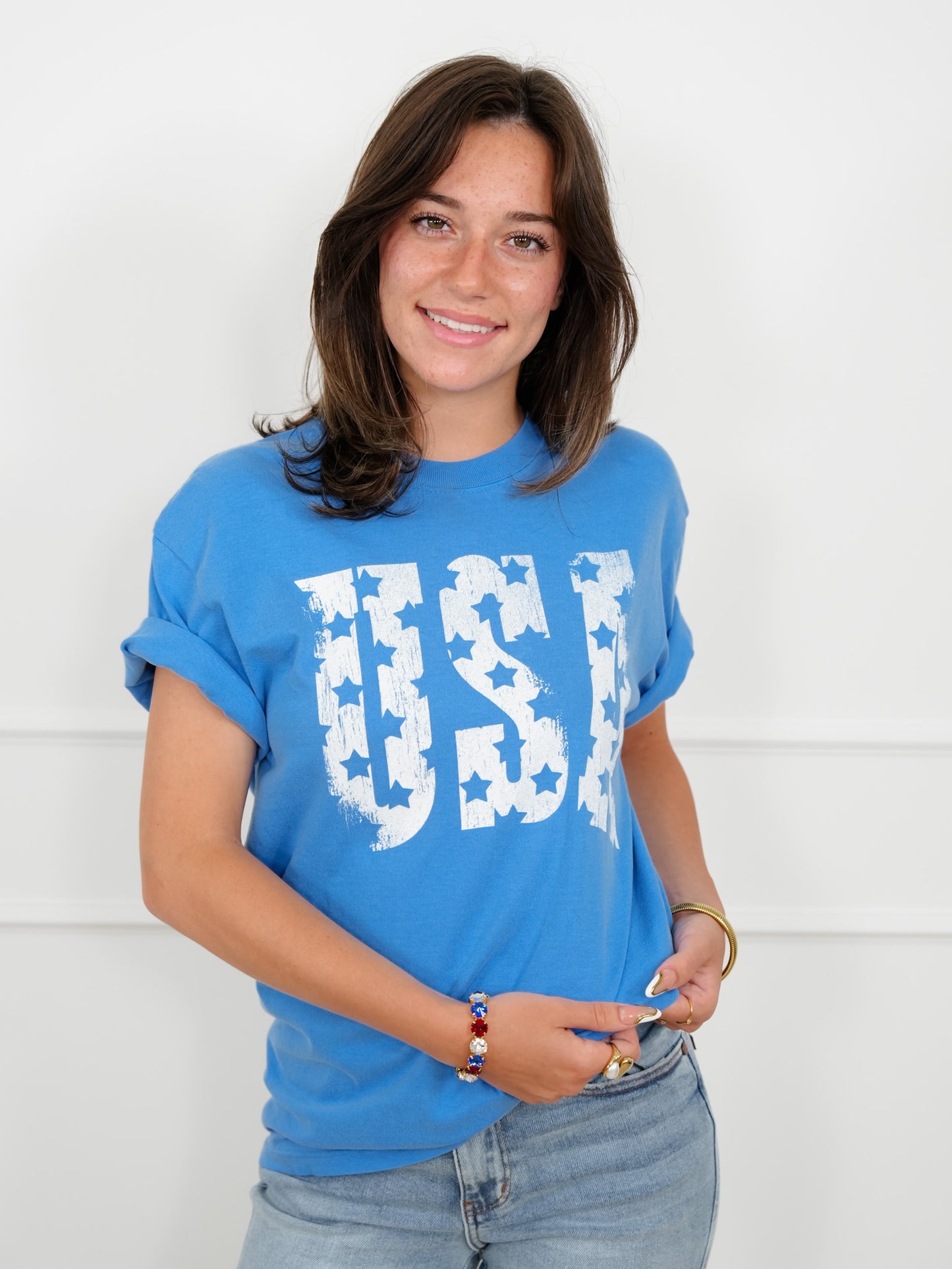 Plus/Reg Short Sleeve "USA" Graphic Tee