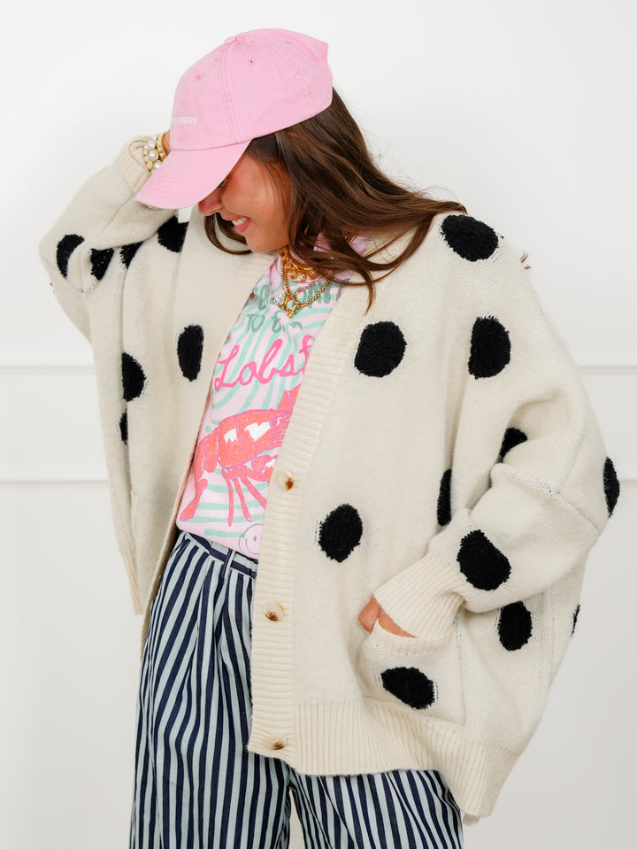 Polka Dot Long Sleeve Button Down Cardigan