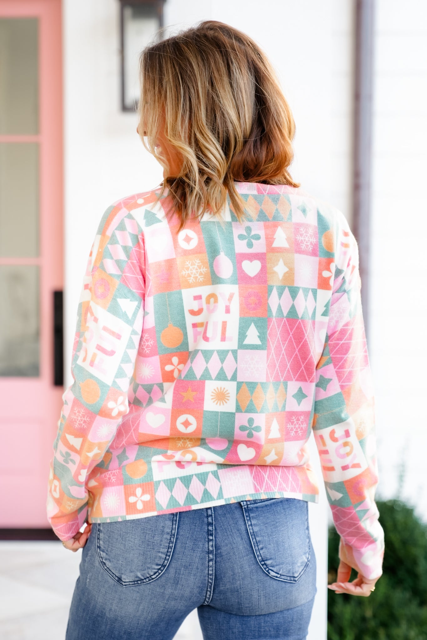 Plus/Reg Long Sleeve "Joyful" Pullover Sweater