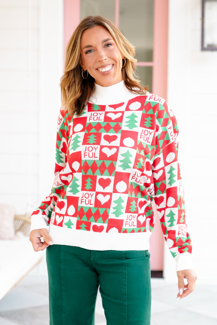 Plus/Reg Long Sleeve "Joyful" Pullover Sweater