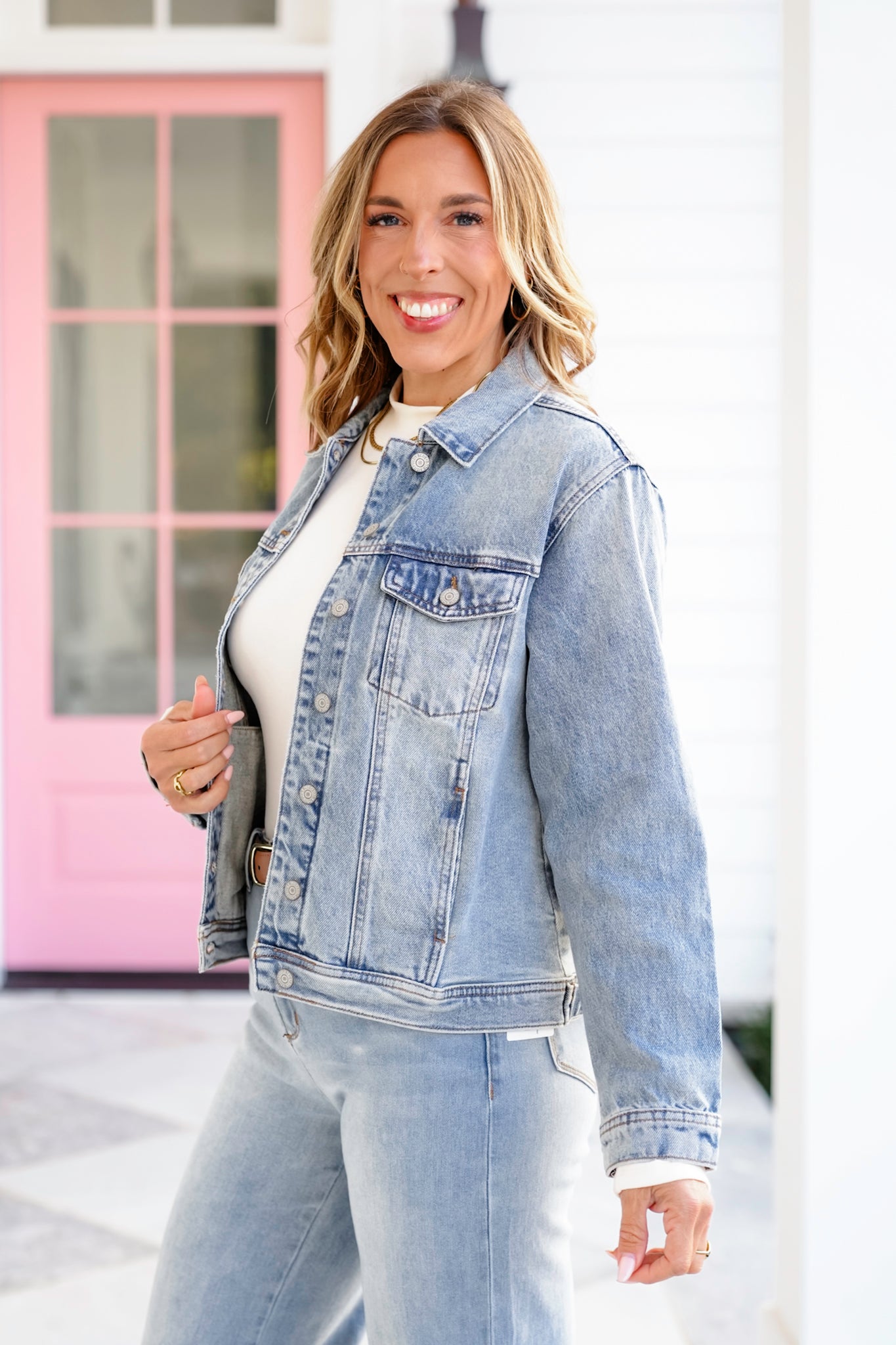 Judy Blue Light Wash Long Sleeve Button Down Jacket