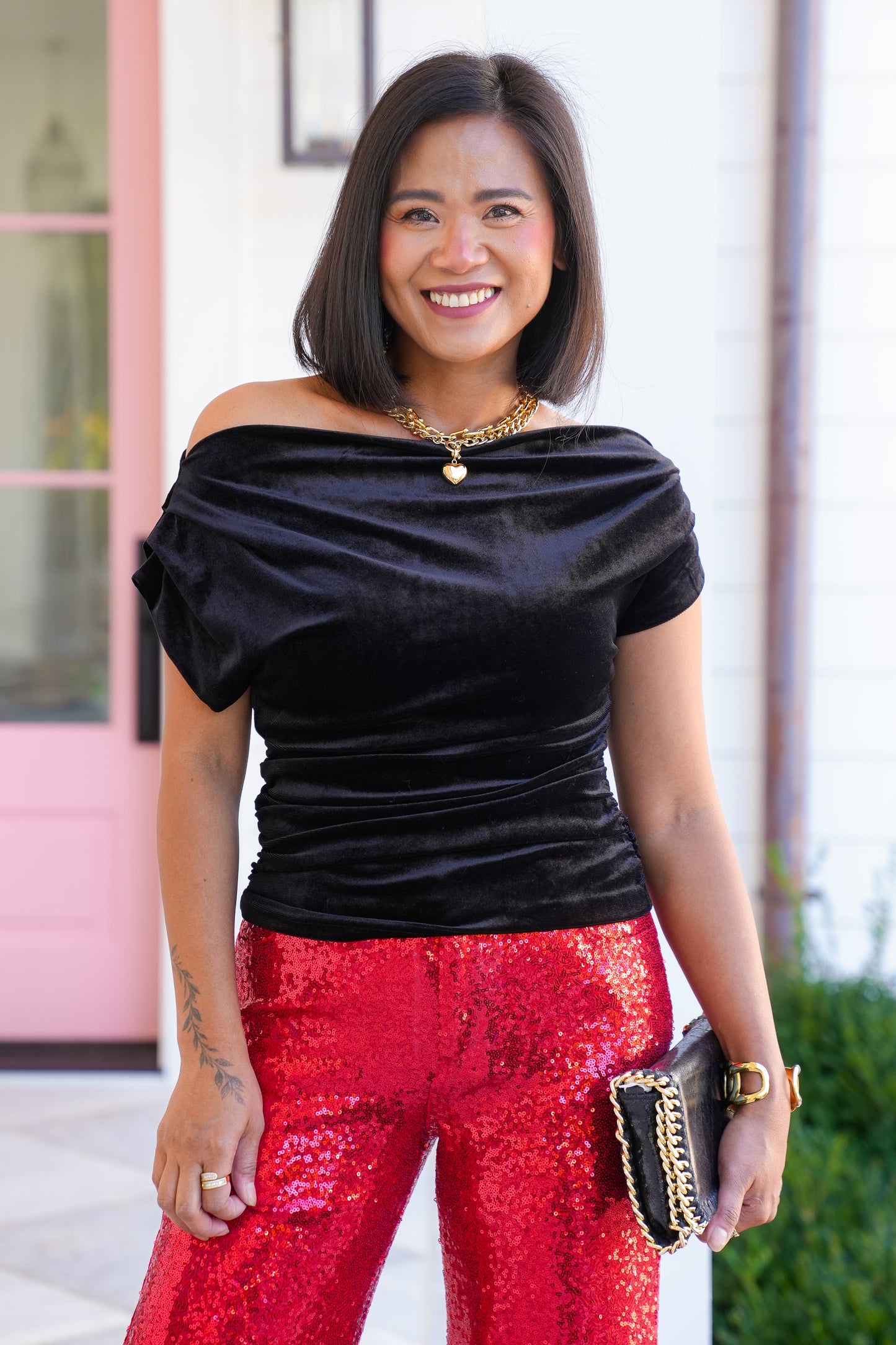 Velvet Off Shoulder Ruched Top
