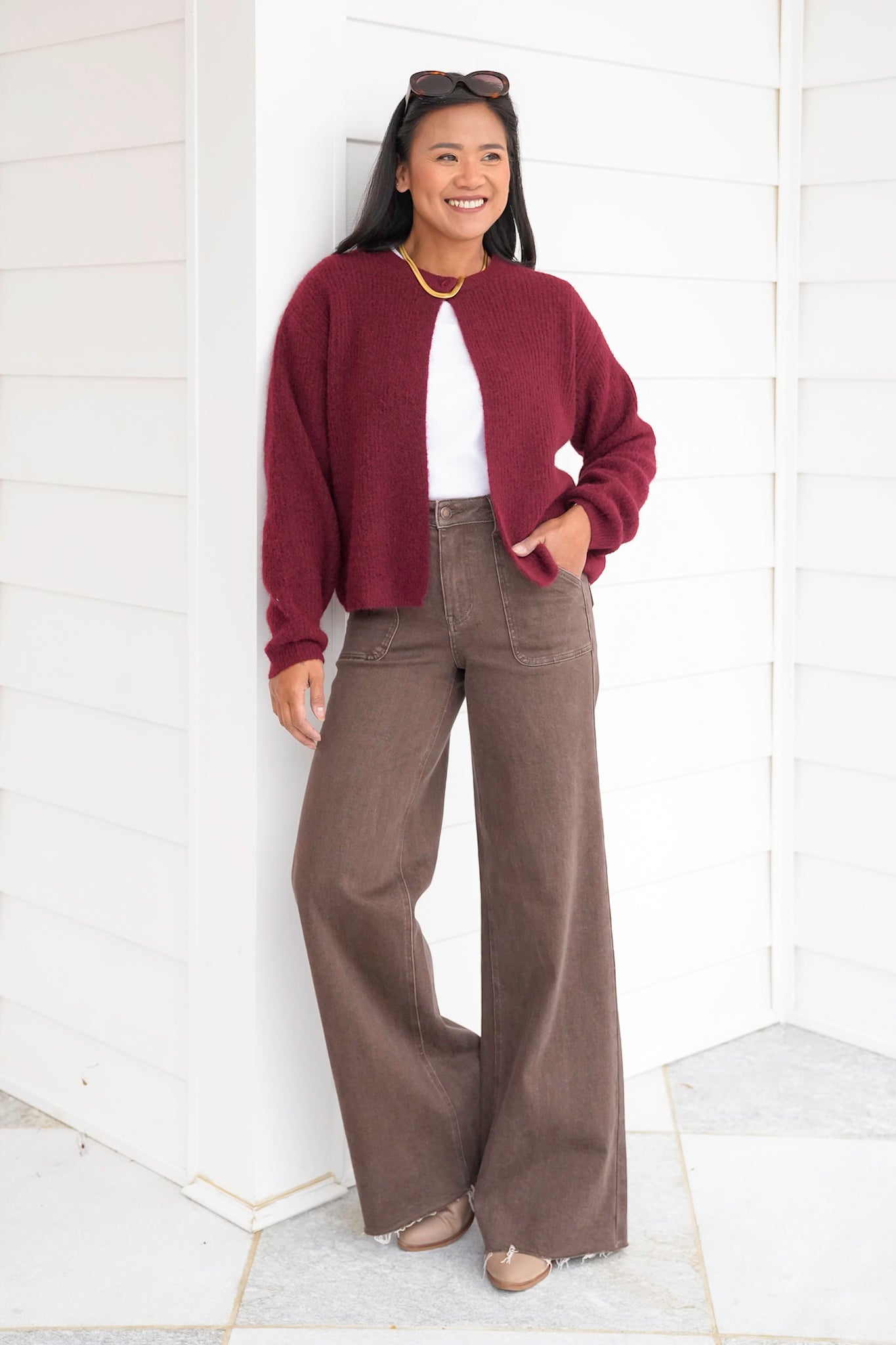 Long Sleeve Cardigan with Single Button