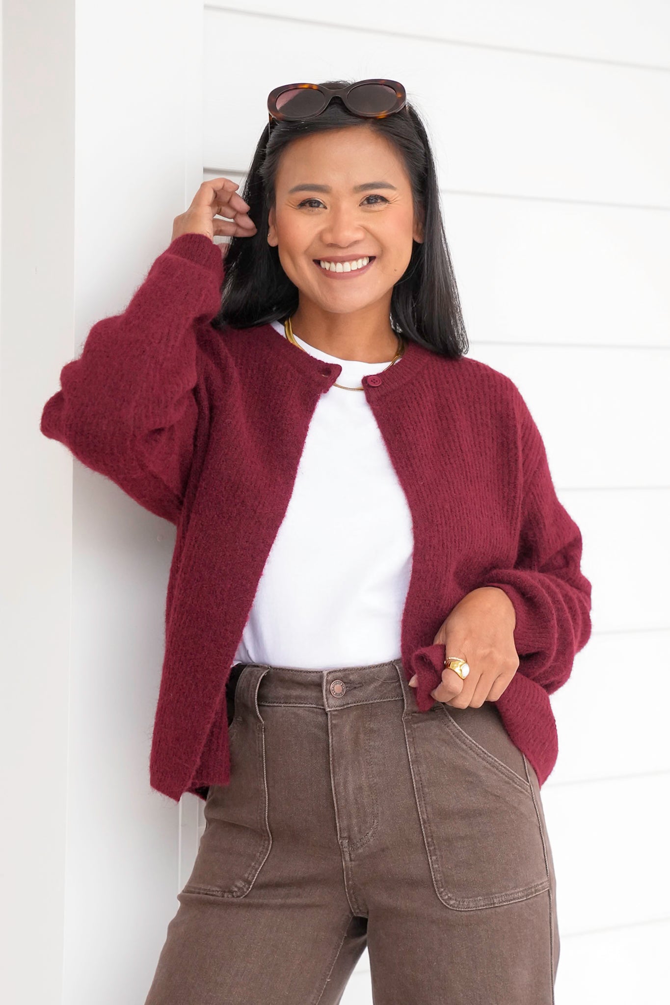 Long Sleeve Cardigan with Single Button