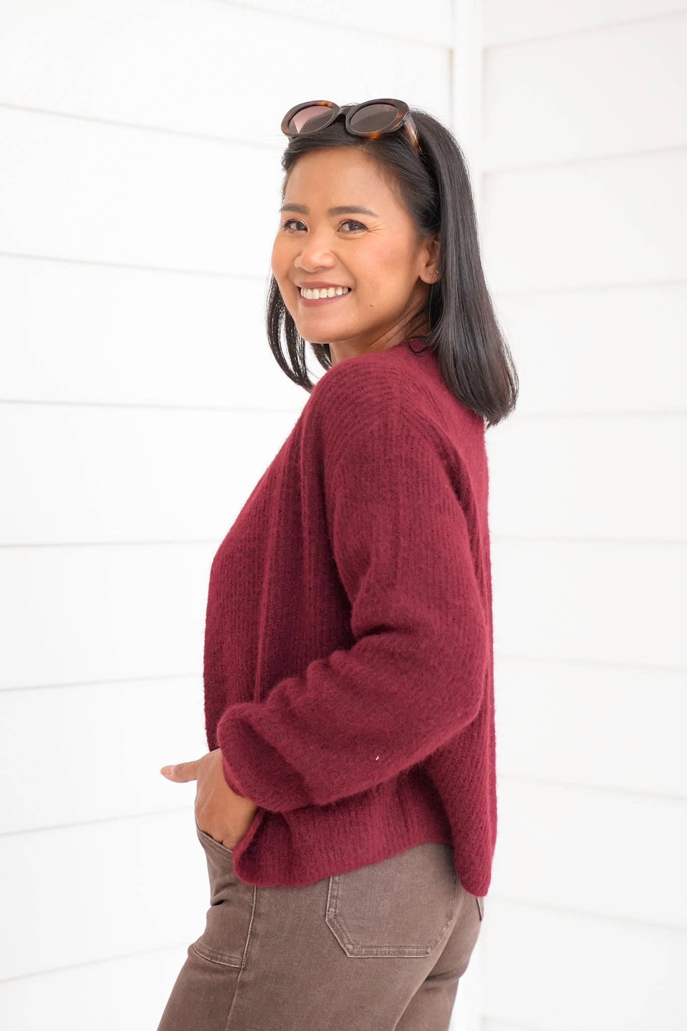 Long Sleeve Cardigan with Single Button
