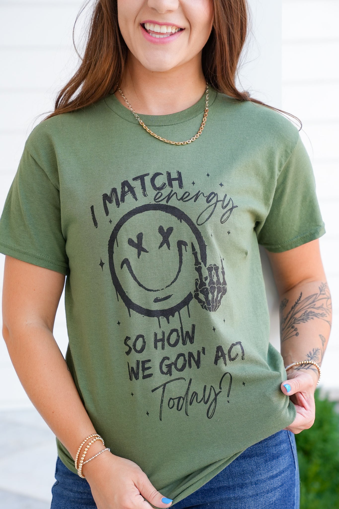 Plus/Reg Short Sleeve "I Match Energy" Graphic Tee