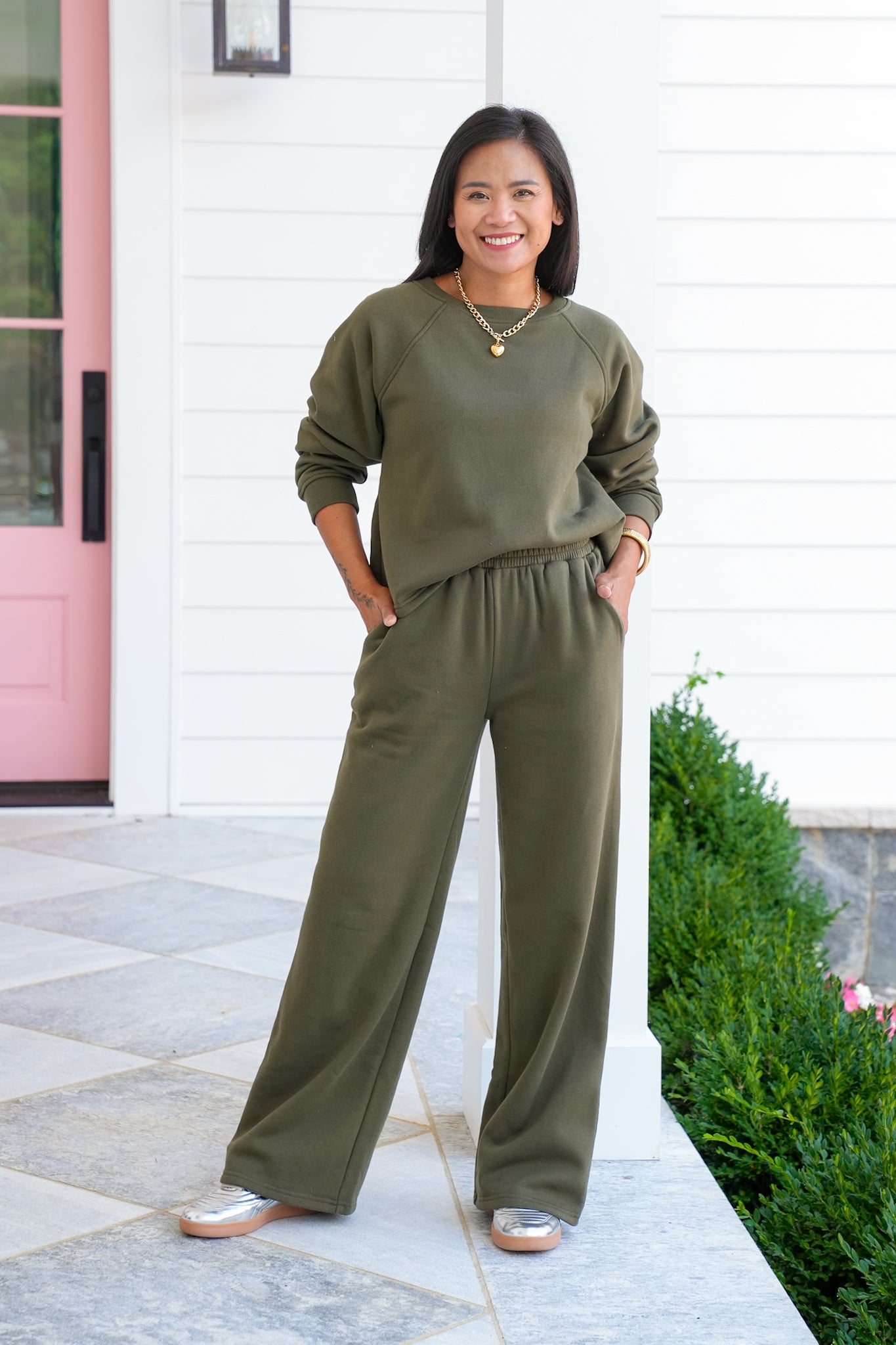 Restock! Door Buster! Zenana Fleece Raglan Sleeve Pullover and Sweatpants Set