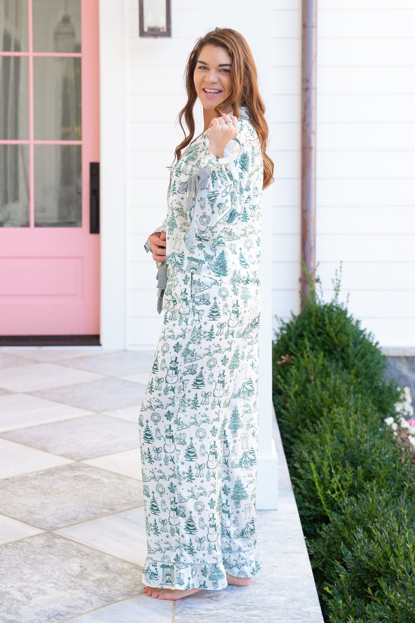 Christmas Print Long Sleeve Top and Pants Lounge Set