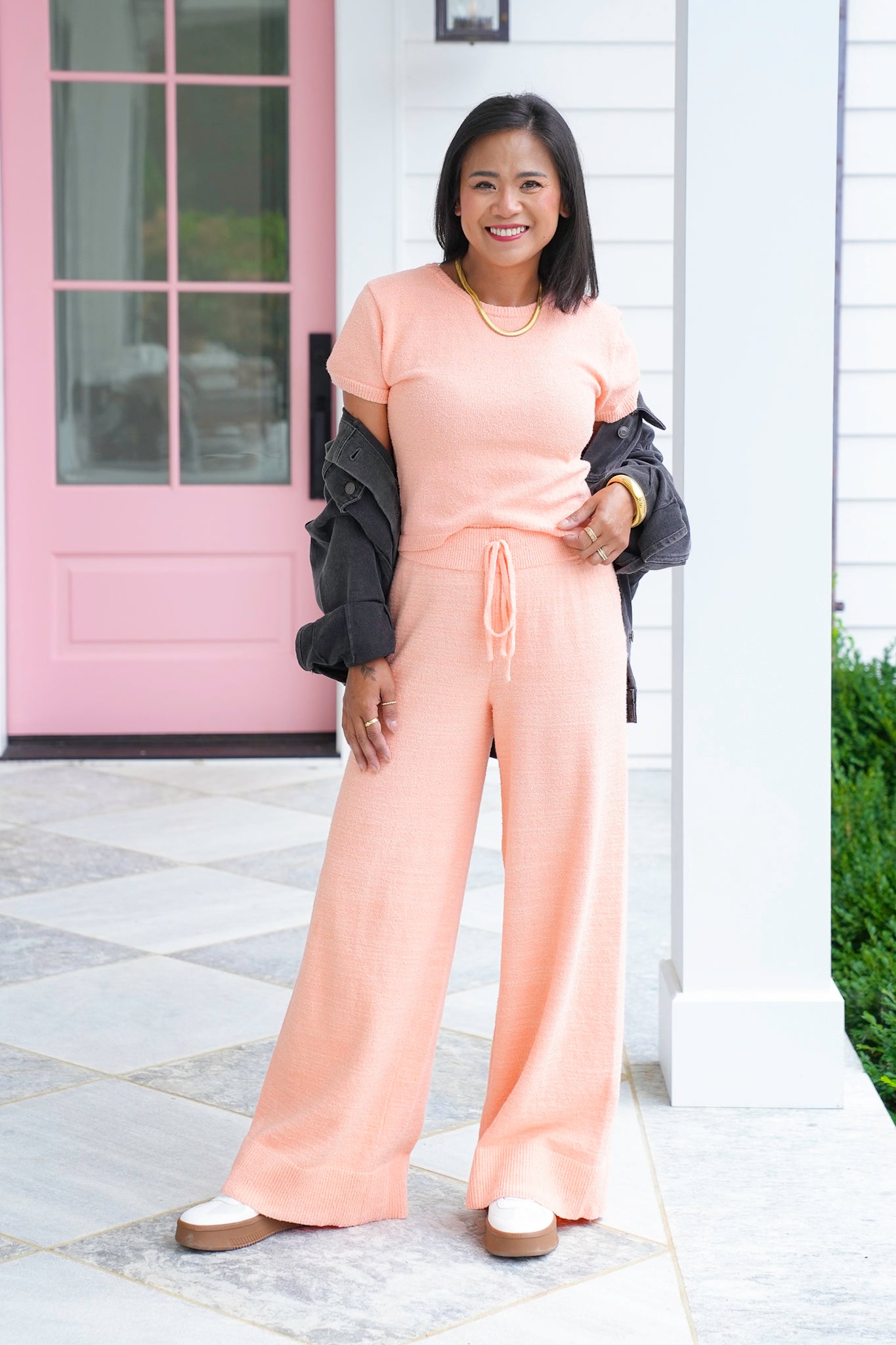 Round Neck Short Sleeve Cropped Sweater Top