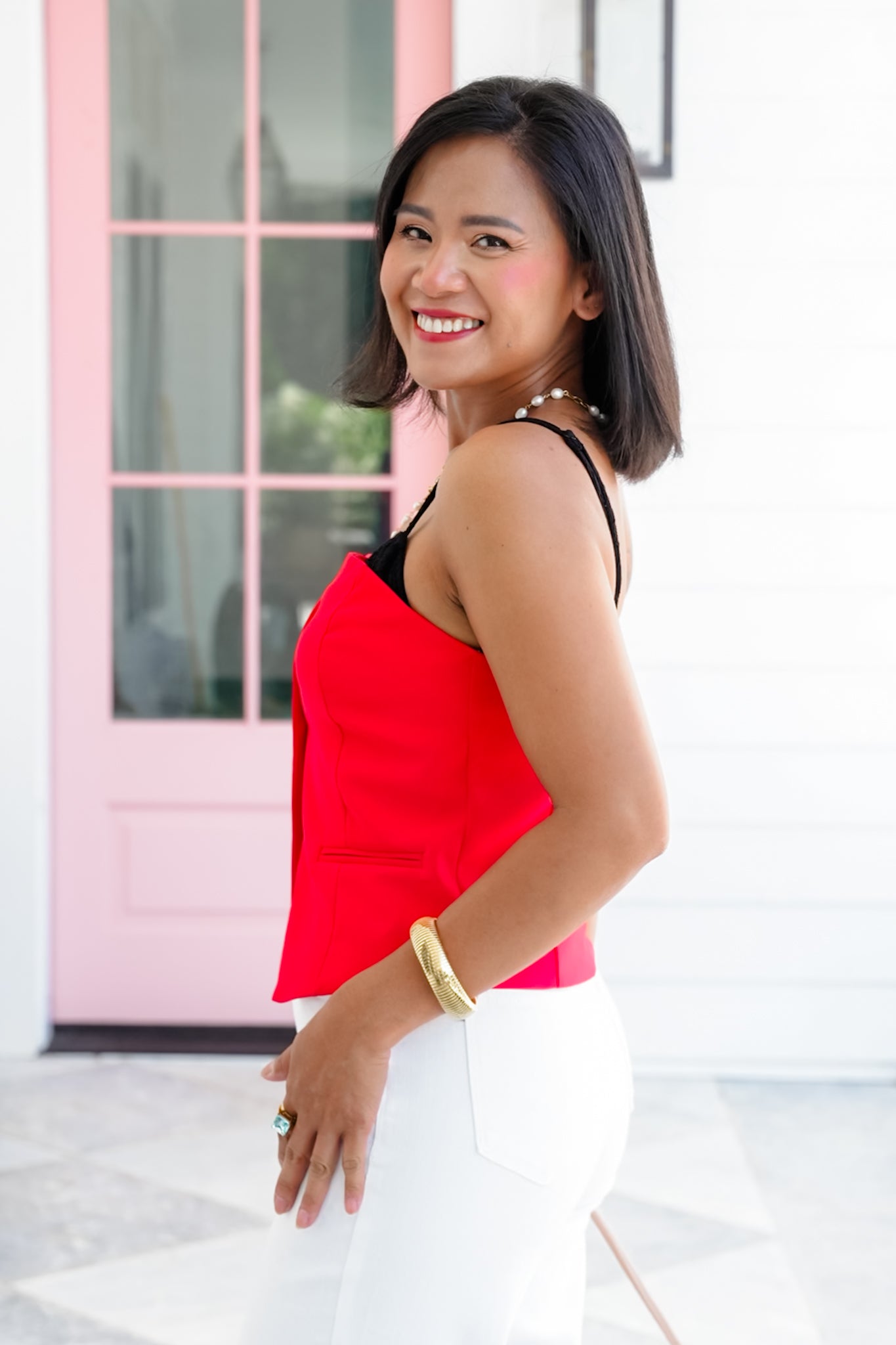 Sleeveless Button Down Layered Top