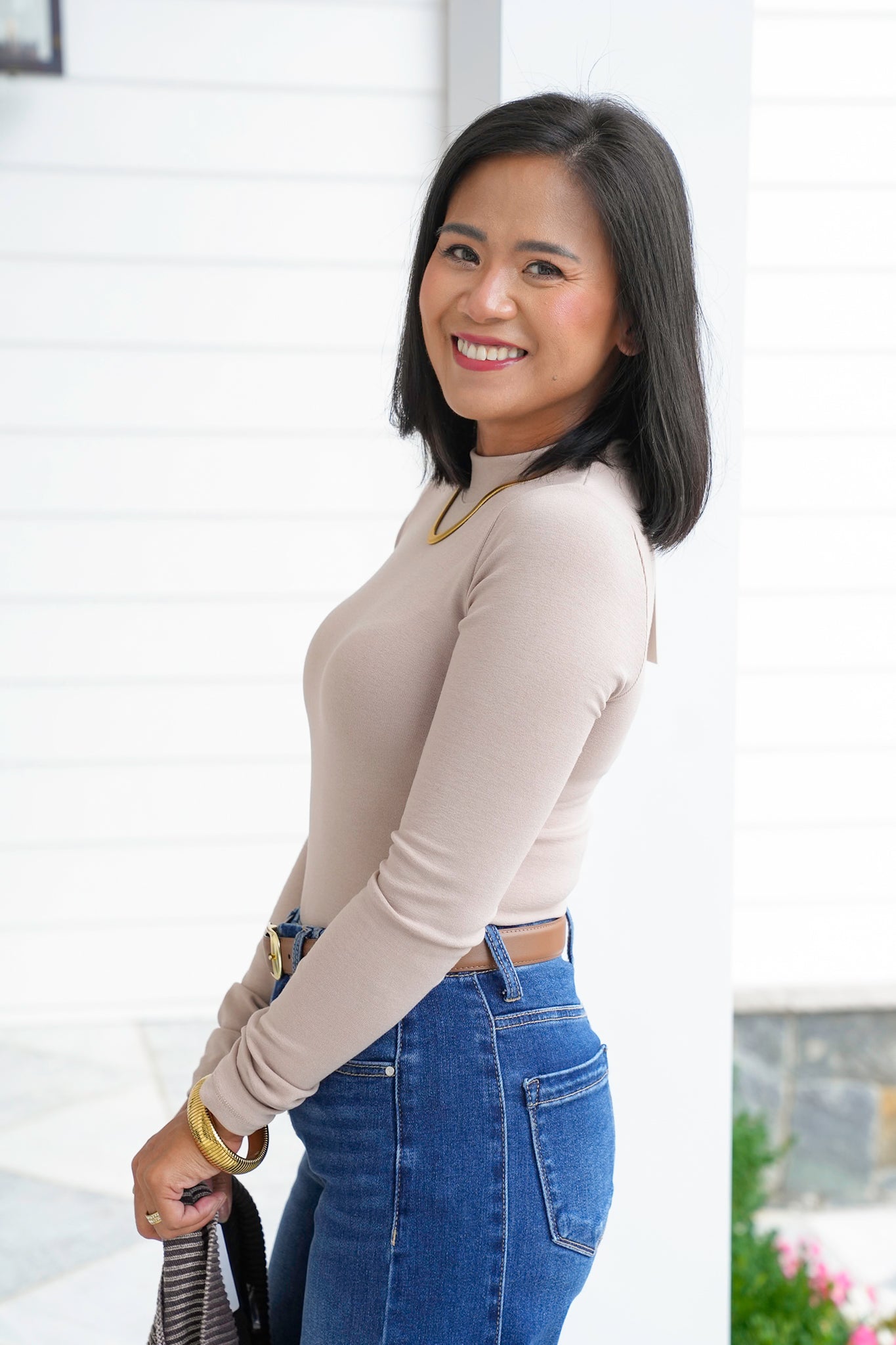 Long Sleeve Mock Neck Knit Top