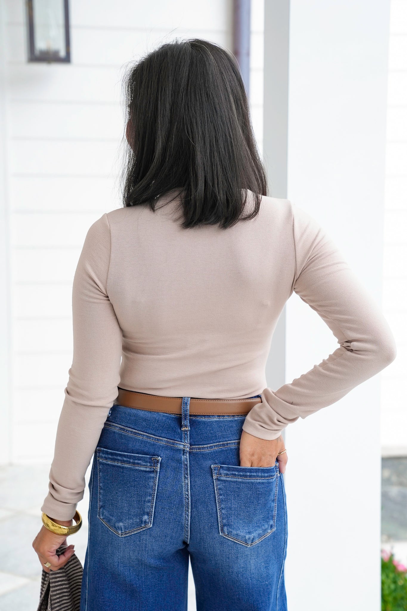 Long Sleeve Mock Neck Knit Top