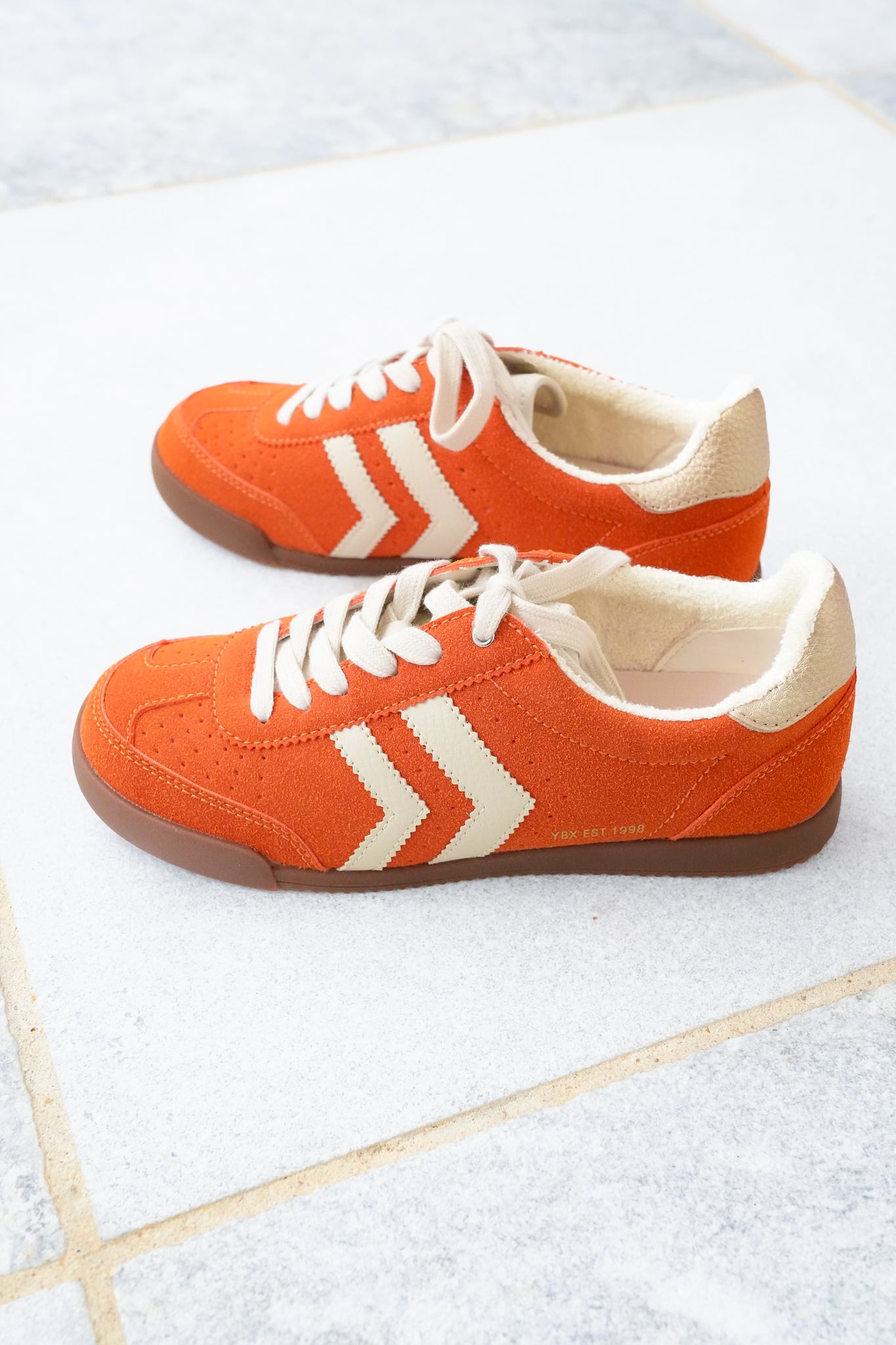 Yellow Box Retro Suede Lace Up Sneaker with Contrast Stripe