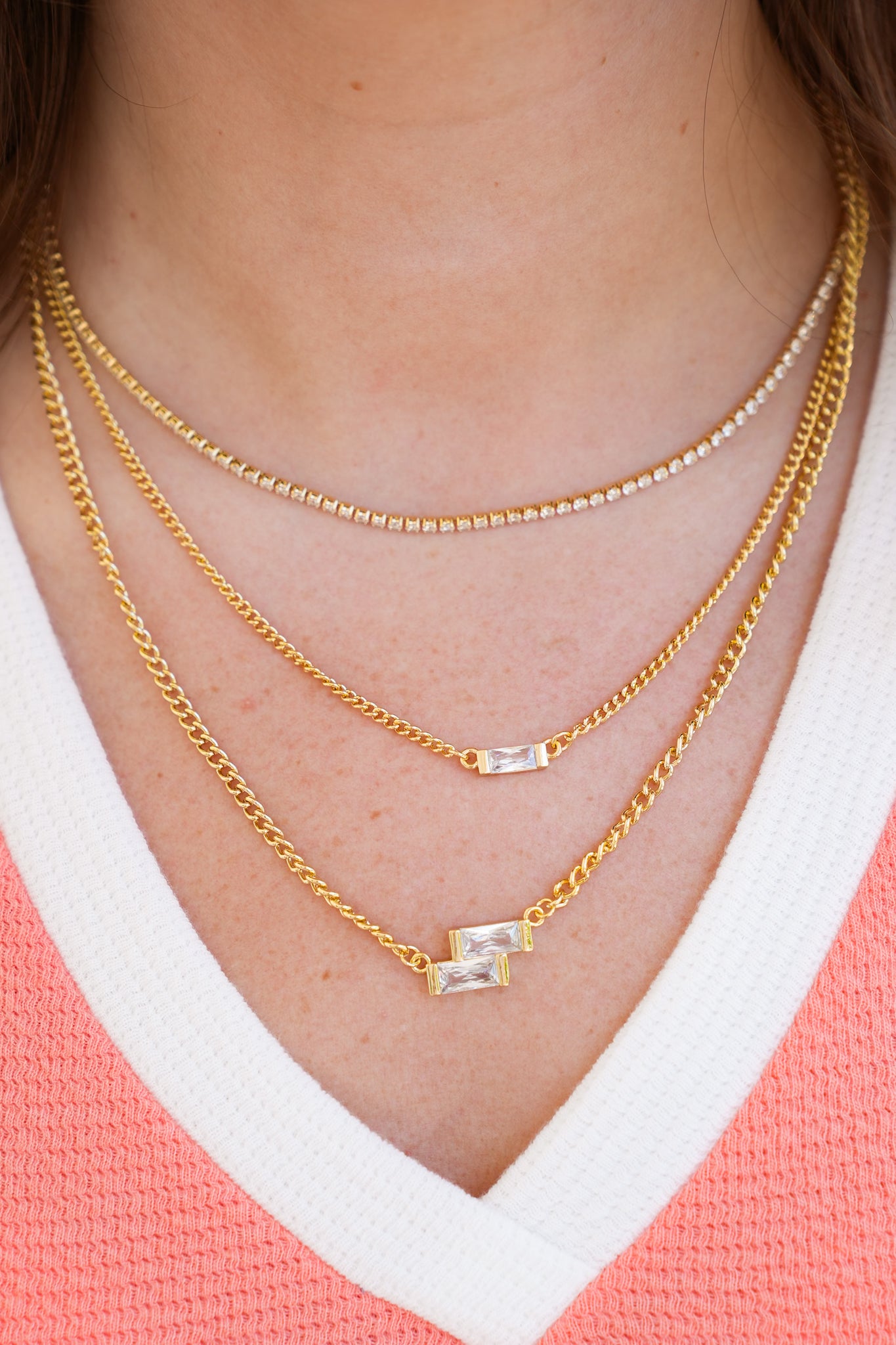 Treasure Jewels Crystal Trinity Layer Necklace