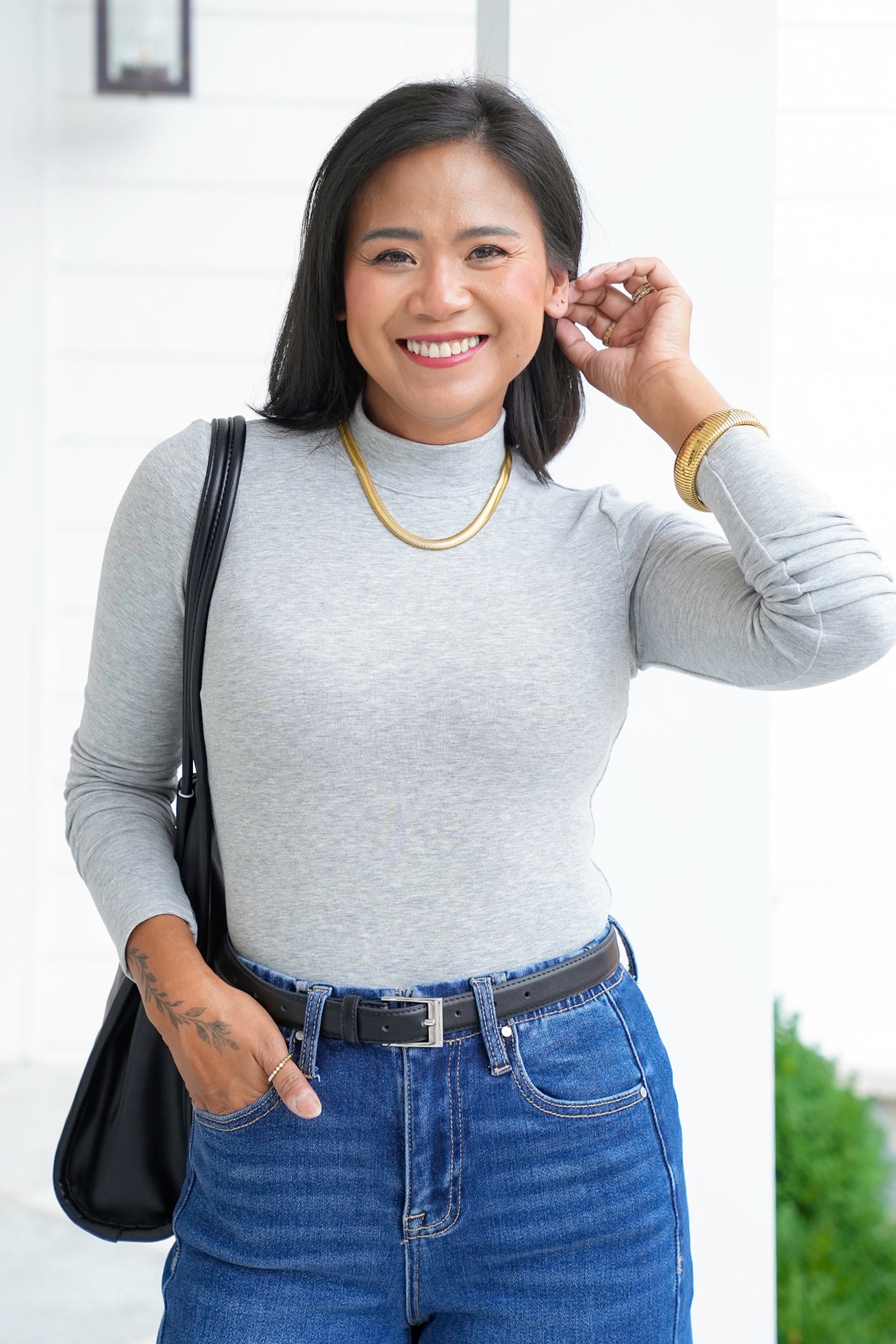 Long Sleeve Mock Neck Knit Top