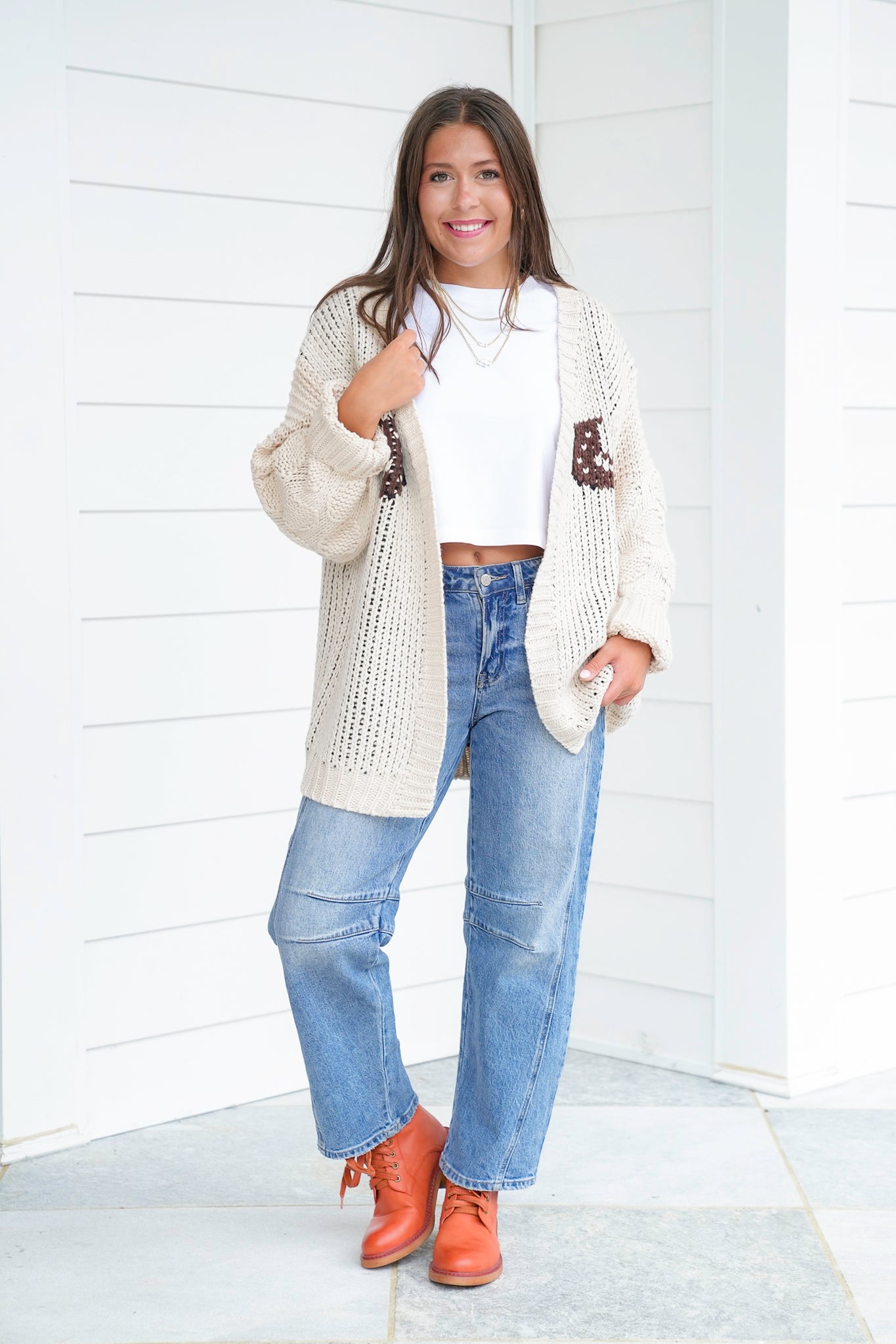 Long Sleeve Horse Print Knit Cardigan