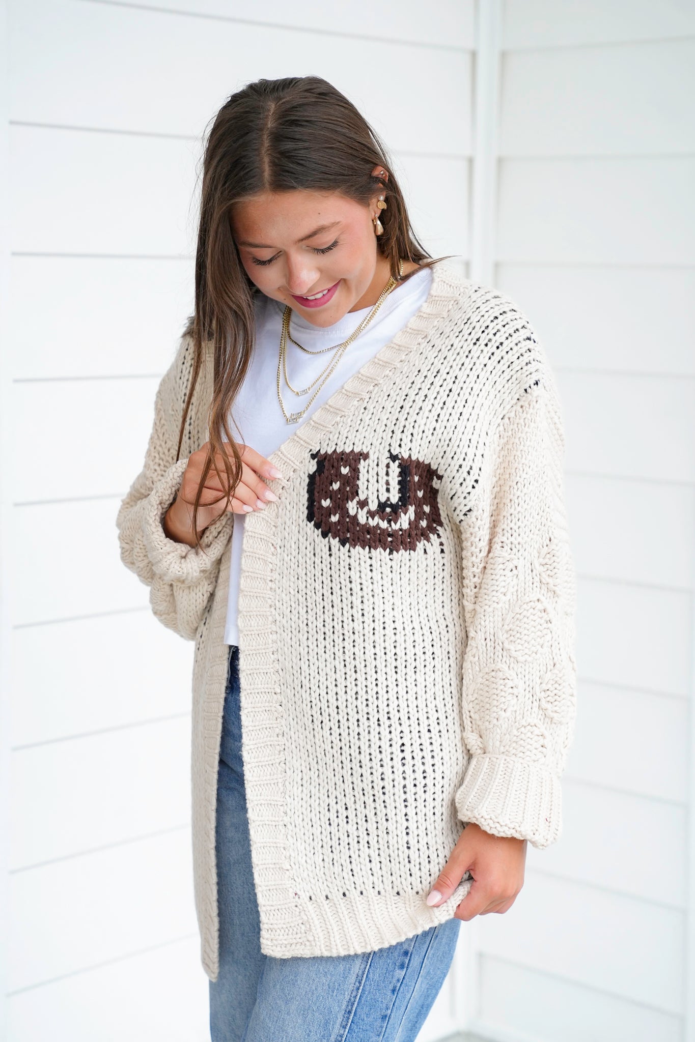 Long Sleeve Horse Print Knit Cardigan