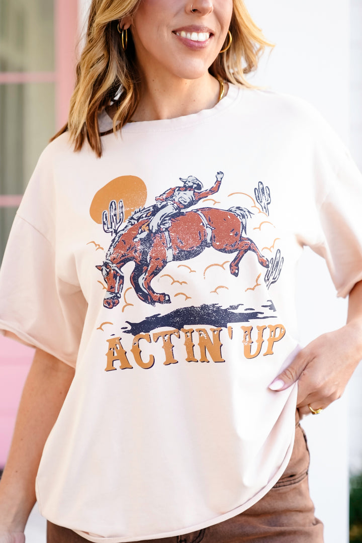 Plus/Reg Short Sleeve "Actin' Up" Graphic Tee