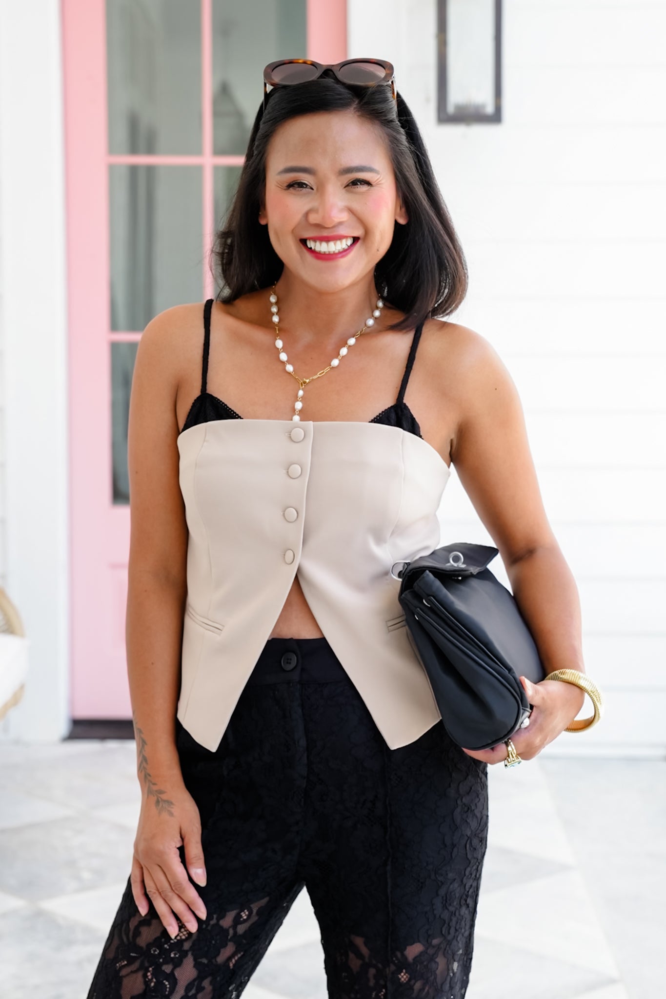 Sleeveless Button Down Layered Top