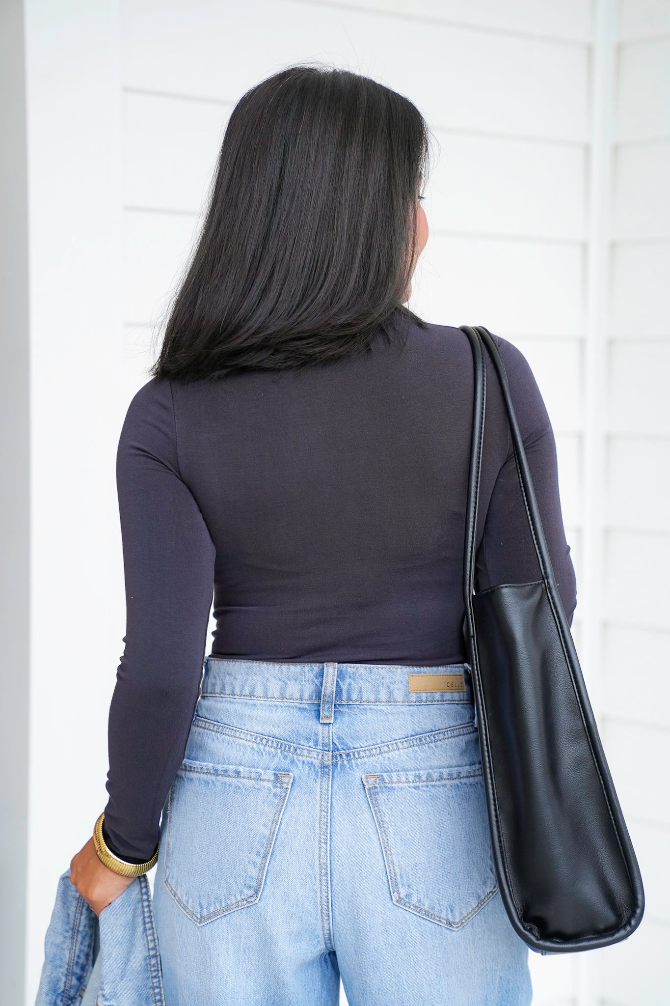 Knit Seamless Turtle Neck Long Sleeve Bodysuit