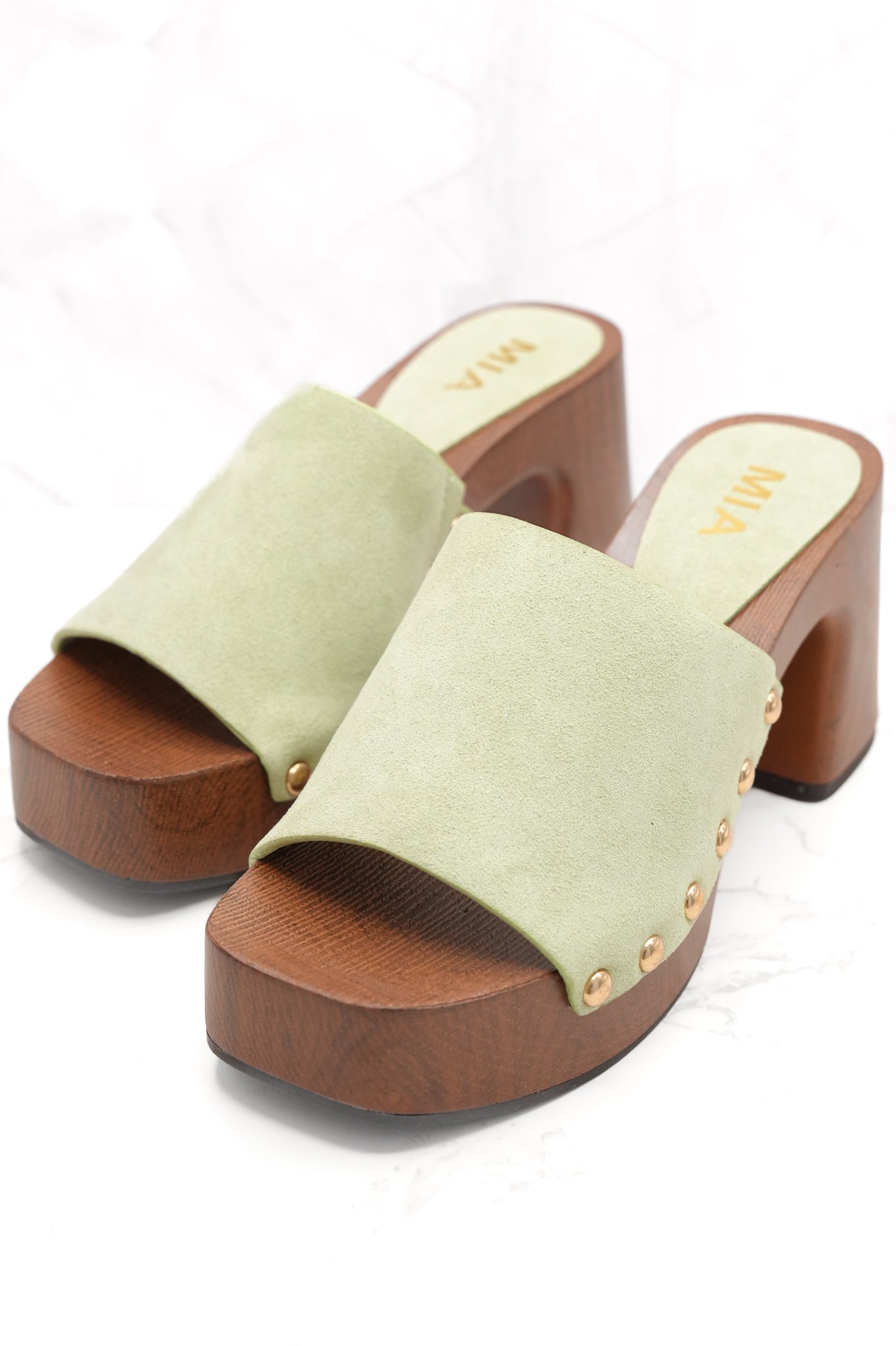 MIA Vegan Suede Chic Slide Platform Heel