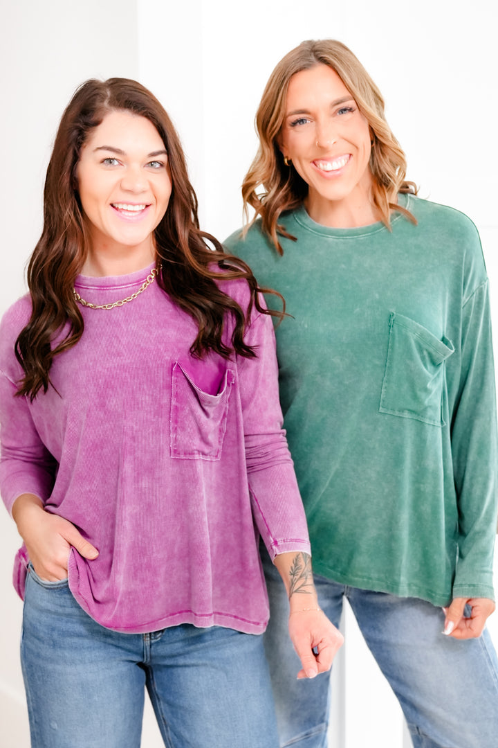 Door Buster! Zenana Washed Ribbed Dolman Sleeve Round Neck Top