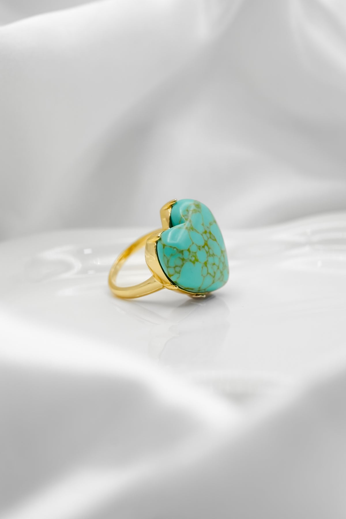 Sis Kiss Palm Beach Turquoise Stone Heart Ring - Freckled Poppy