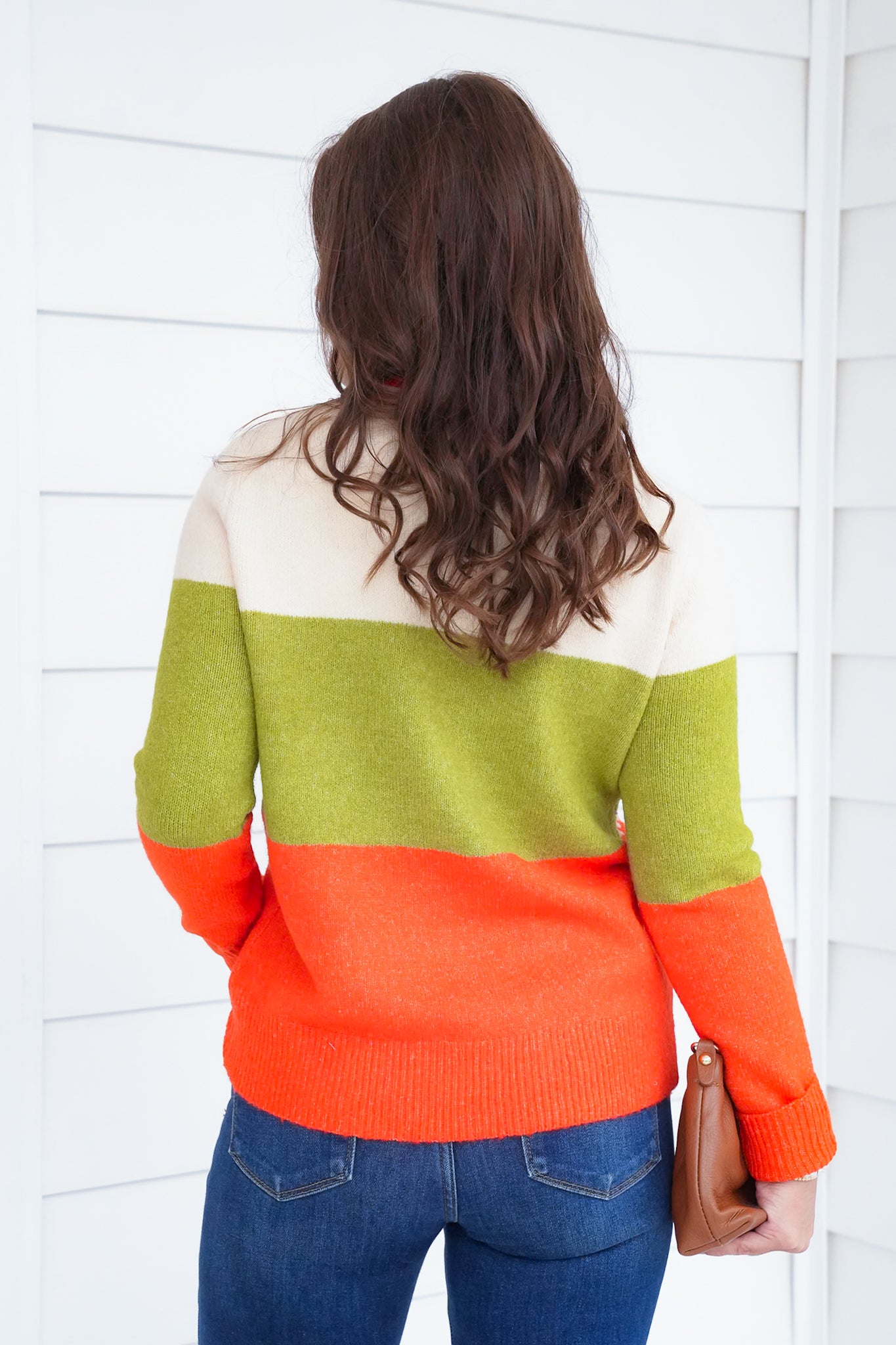 Color Block Long Sleeve Pullover Sweater