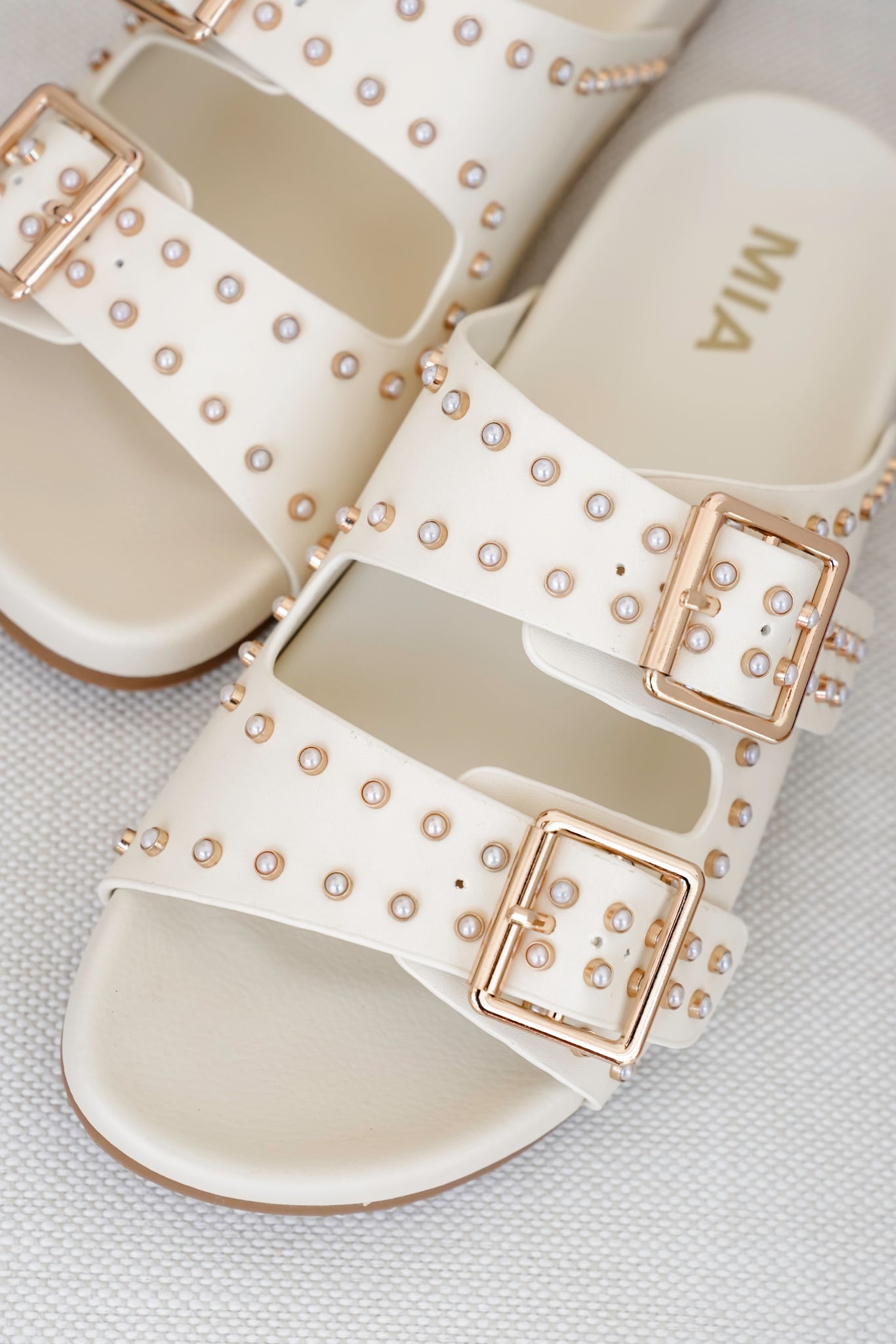 MIA Studded Dual Buckle Slip-On Sandal